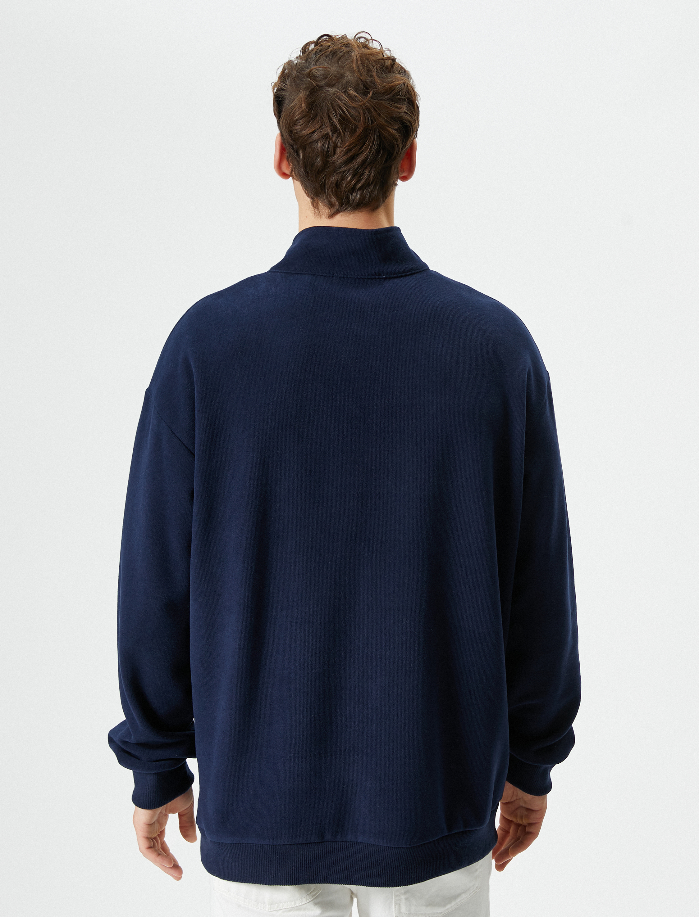   Yarım Fermuarlı Sweatshirt Dik Yaka Uzun Kollu