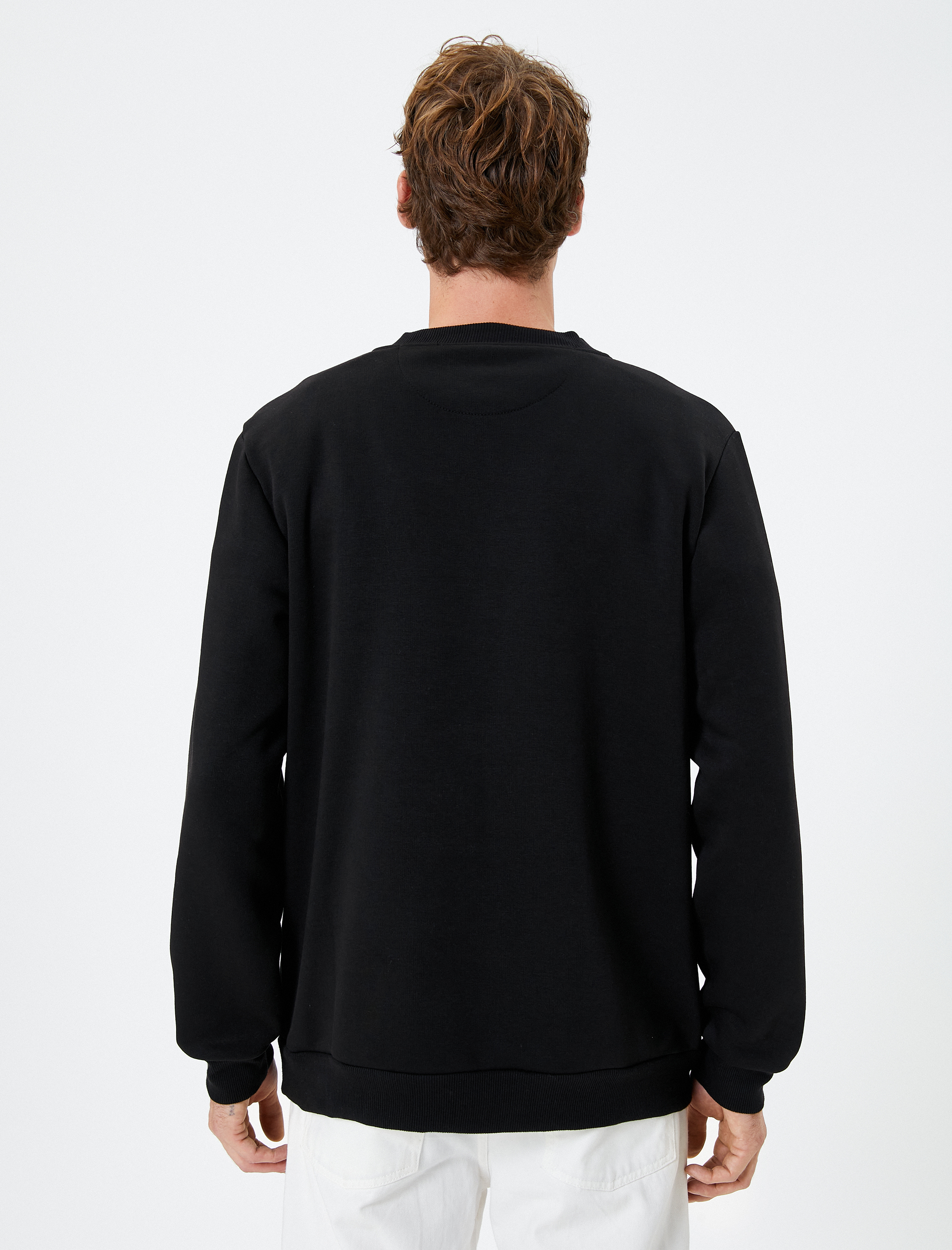 Yarım Fermuarlı Sweatshirt Kolej Yaka Uzun Kollu Ribanalı Şardonlu