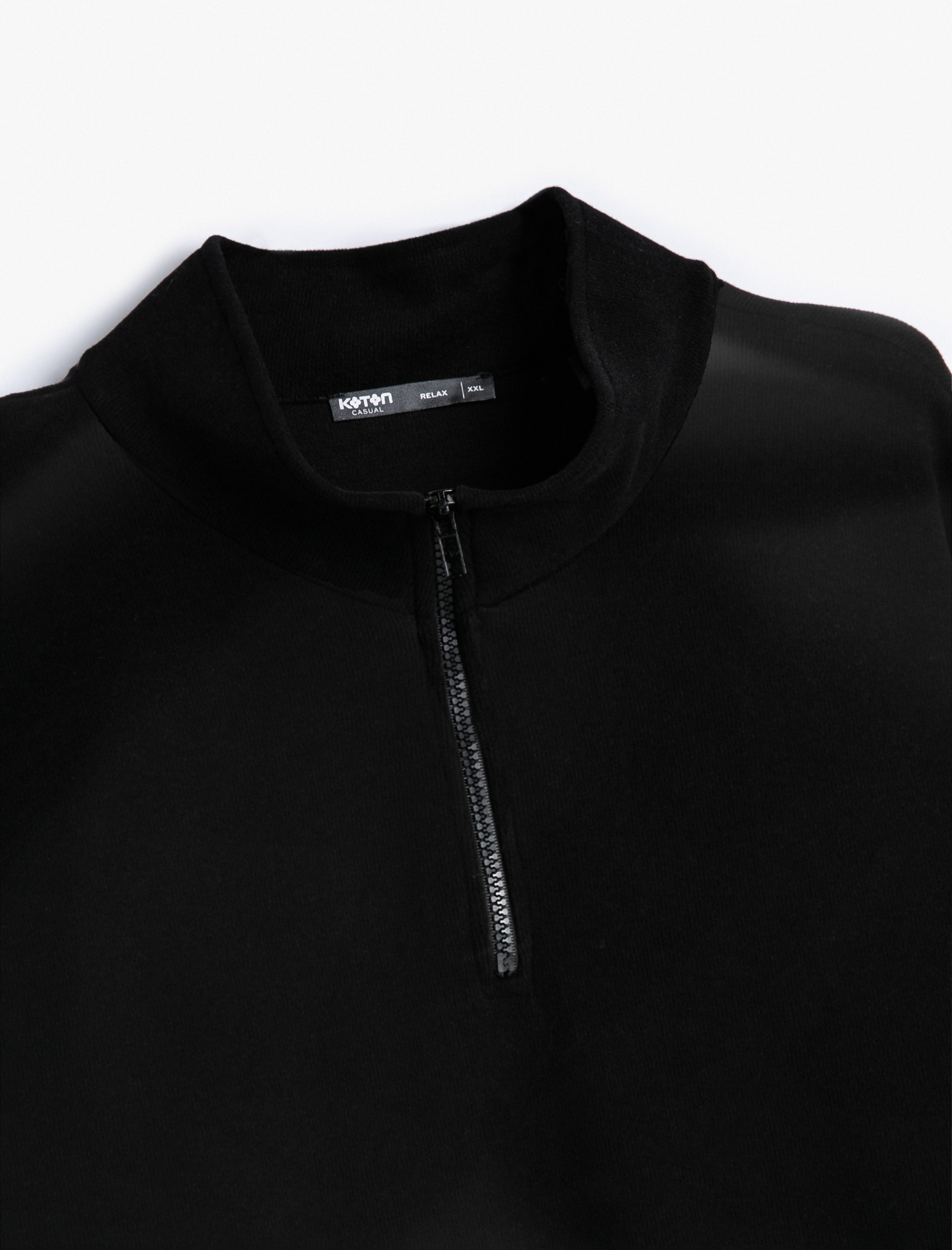   Yarım Fermuarlı Sweatshirt Dik Yaka Uzun Kollu