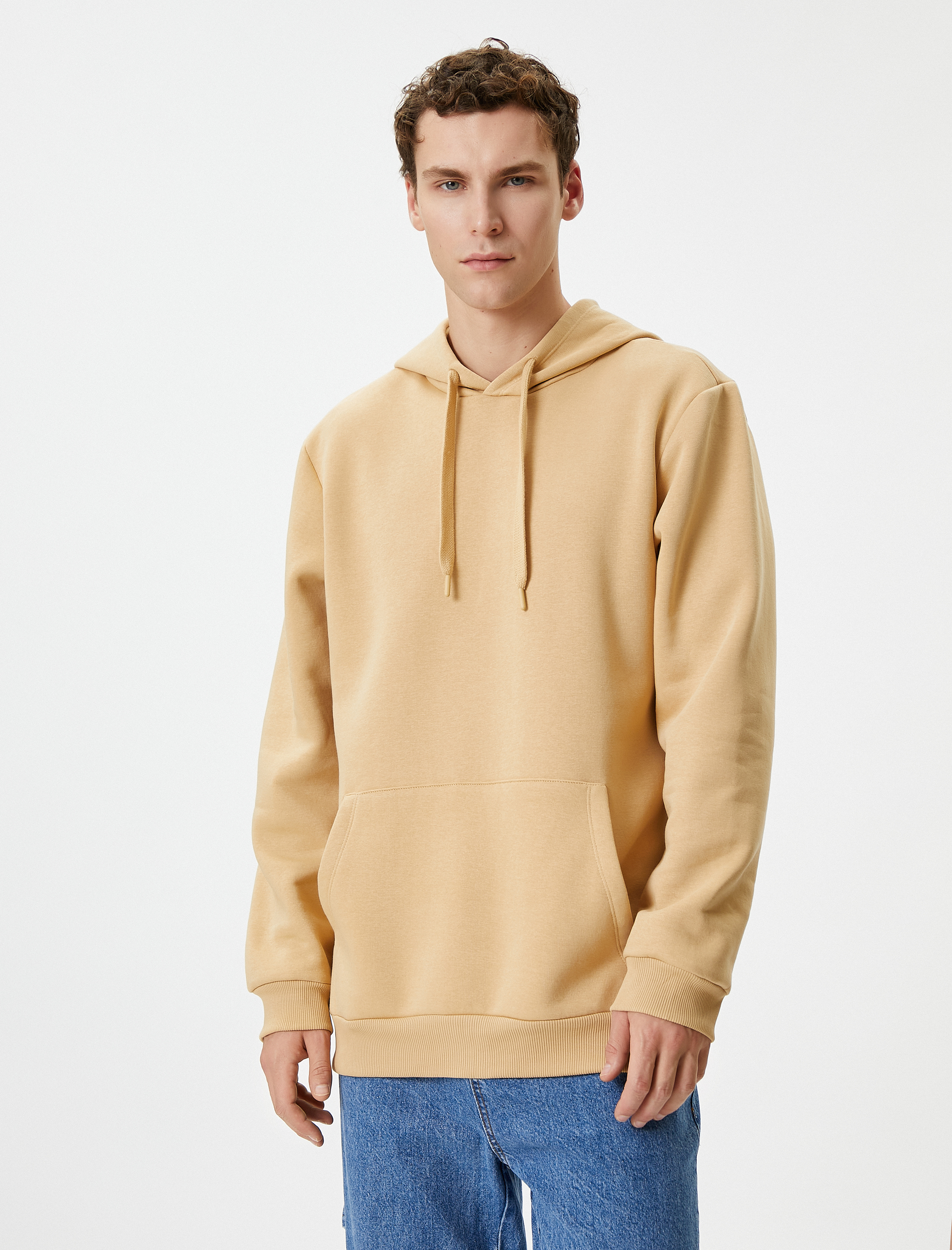 Kapşonlu Sweatshirt Kanguru Cep Detaylı Uzun Kollu Şardonlu