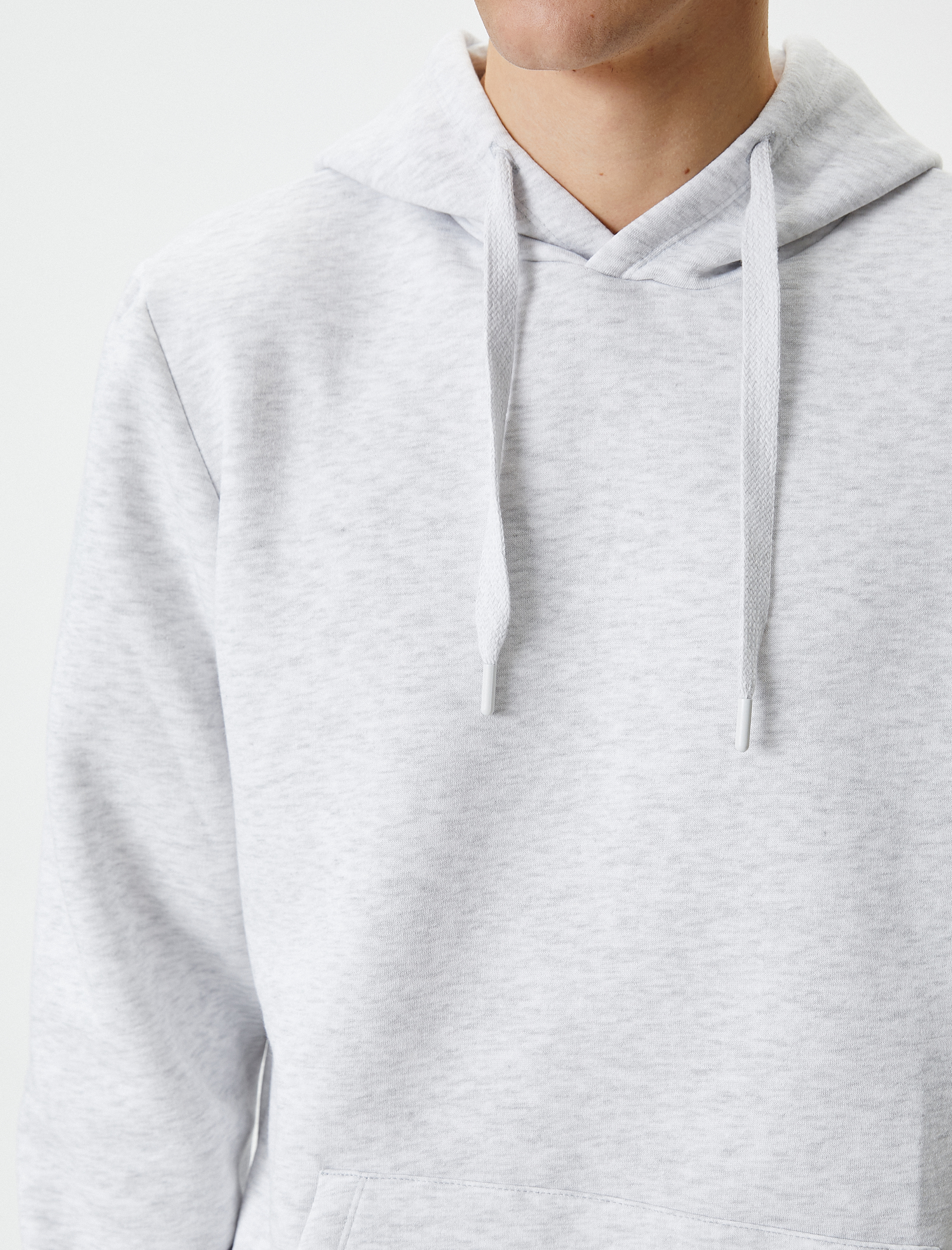   Kapşonlu Sweatshirt Kanguru Cep Detaylı Uzun Kollu Şardonlu