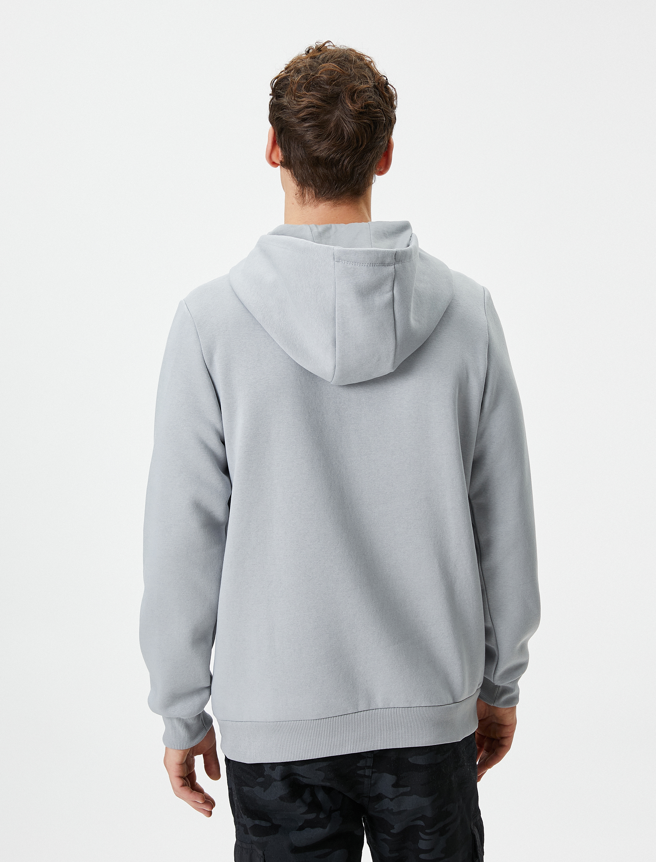   Kapşonlu Sweatshirt Kanguru Cep Detaylı Uzun Kollu Şardonlu