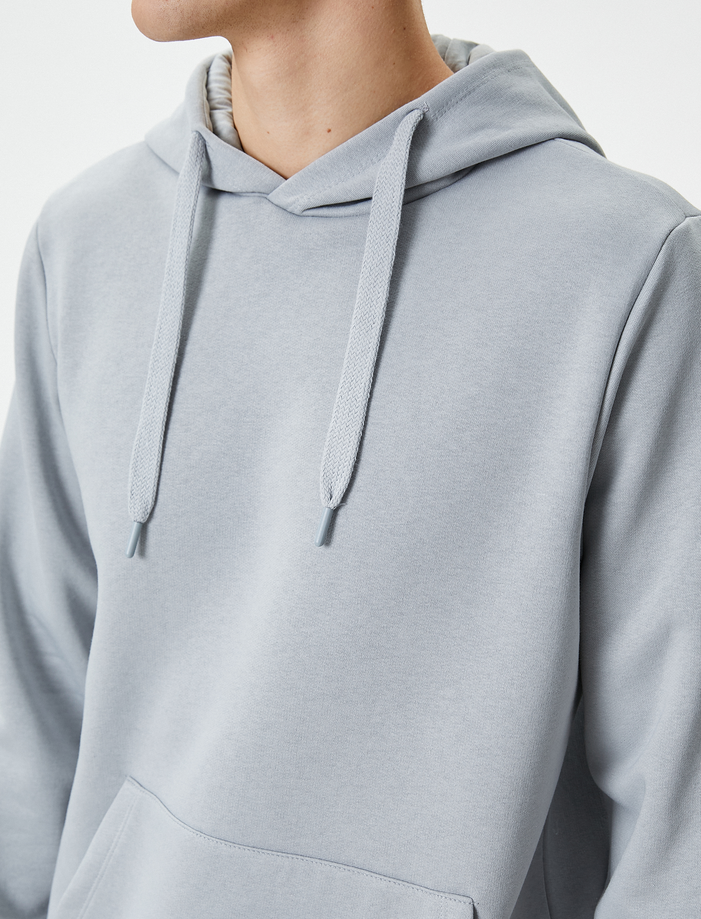   Kapşonlu Sweatshirt Kanguru Cep Detaylı Uzun Kollu Şardonlu