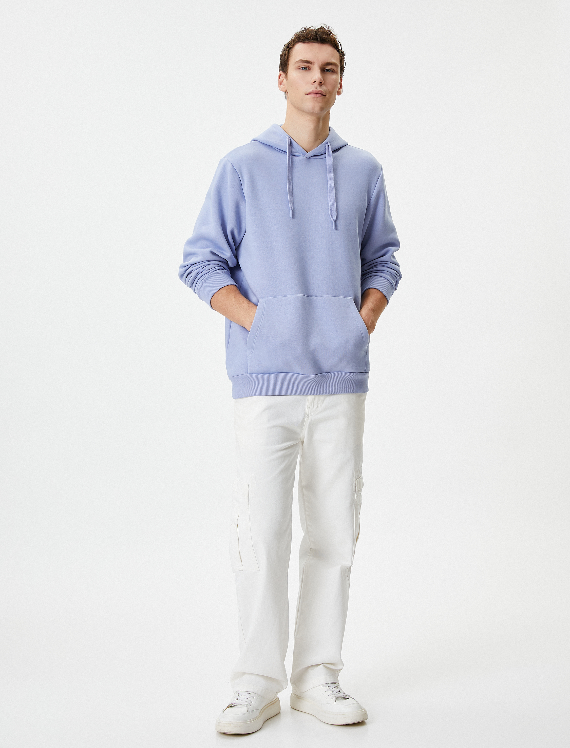   Kapşonlu Sweatshirt Kanguru Cep Detaylı Uzun Kollu Şardonlu