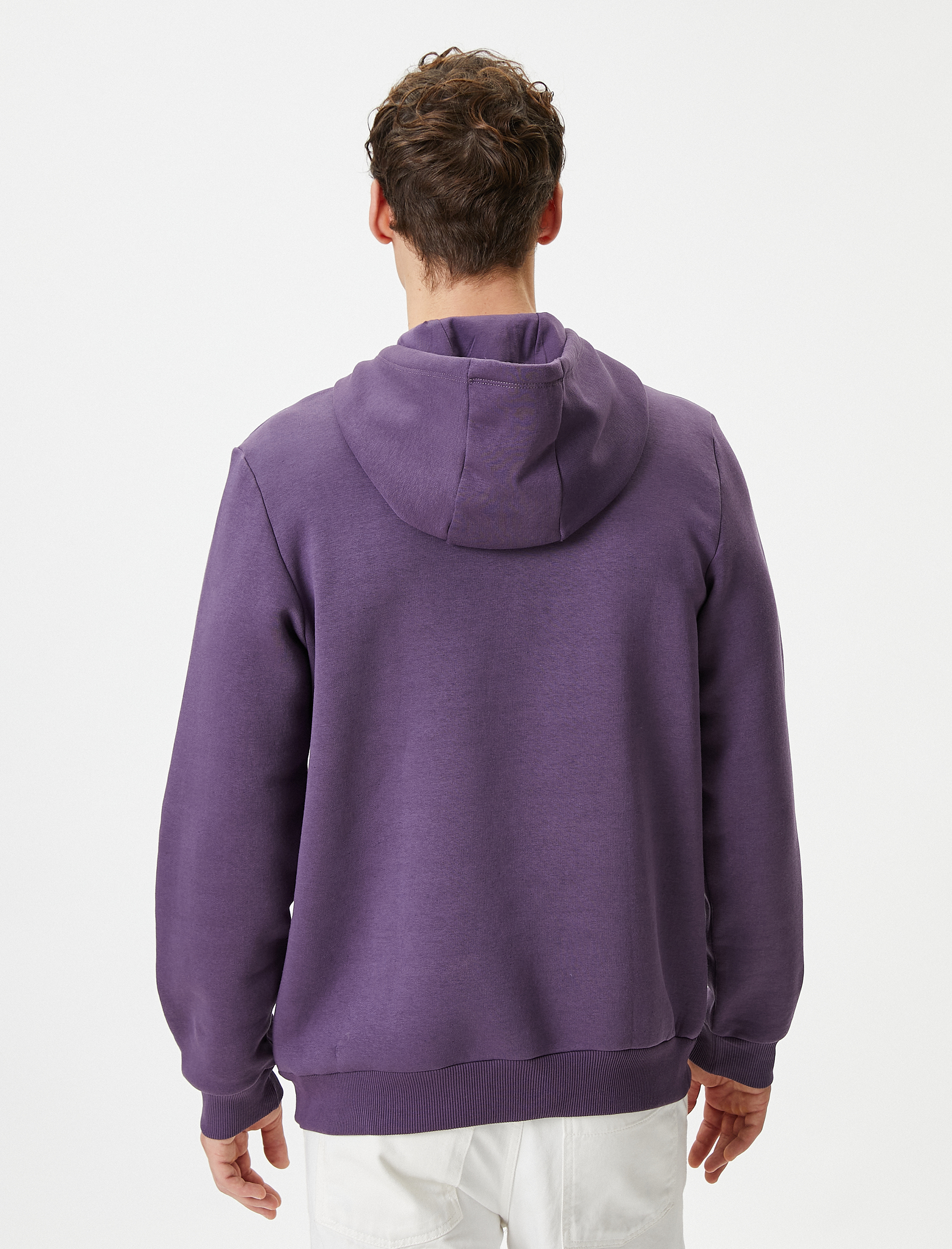   Kapşonlu Sweatshirt Kanguru Cep Detaylı Uzun Kollu Şardonlu