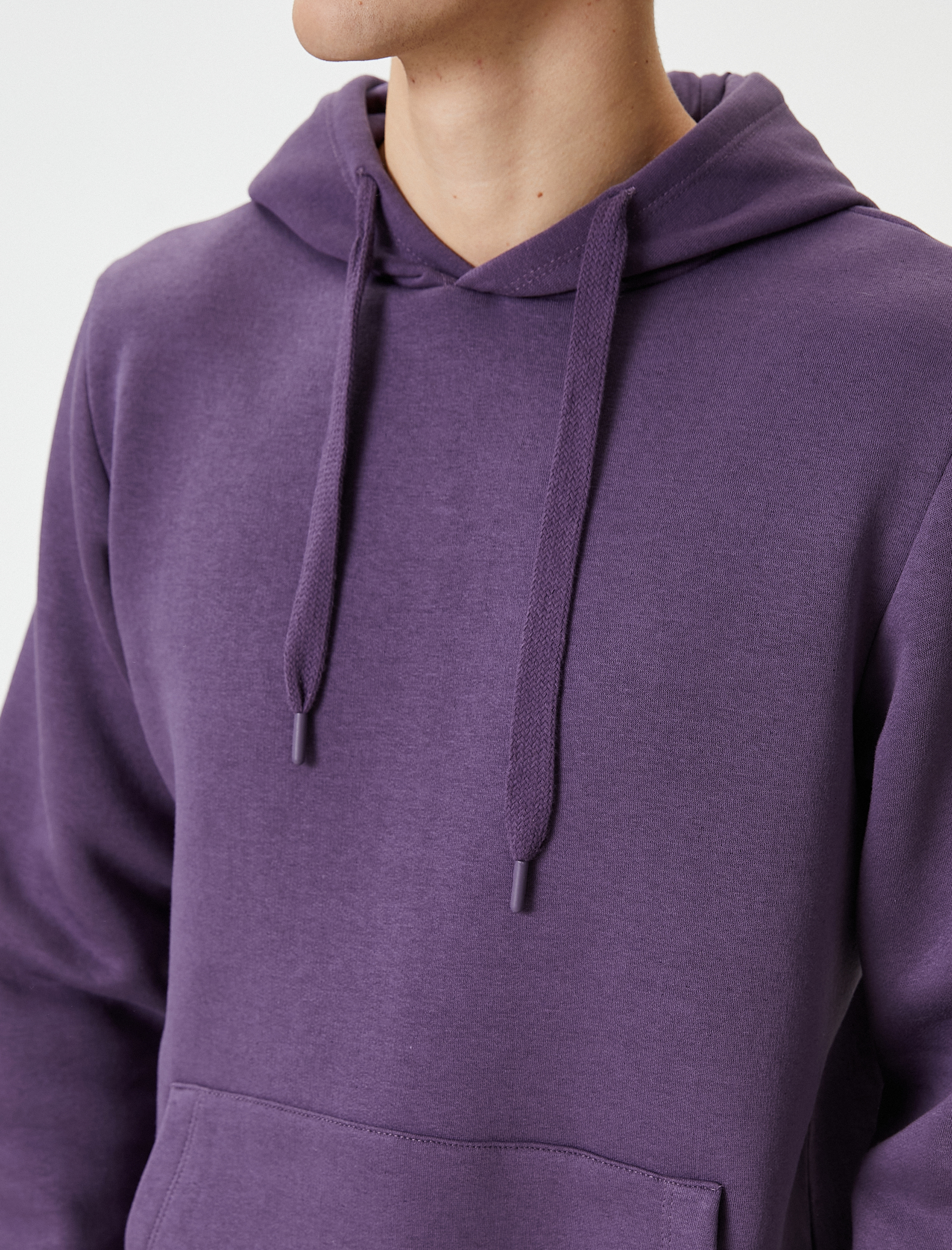   Kapşonlu Sweatshirt Kanguru Cep Detaylı Uzun Kollu Şardonlu