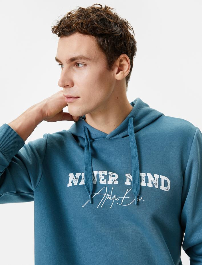  Kolej Sweatshirt Kapşonlu Slogan Baskılı Kanguru Cep Detaylı Şardonlu