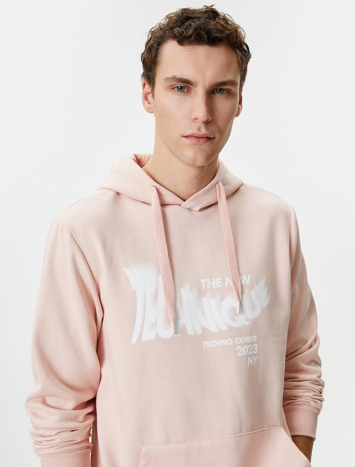  Kolej Sweatshirt Kapşonlu Slogan Baskılı Kanguru Cep Detaylı Şardonlu