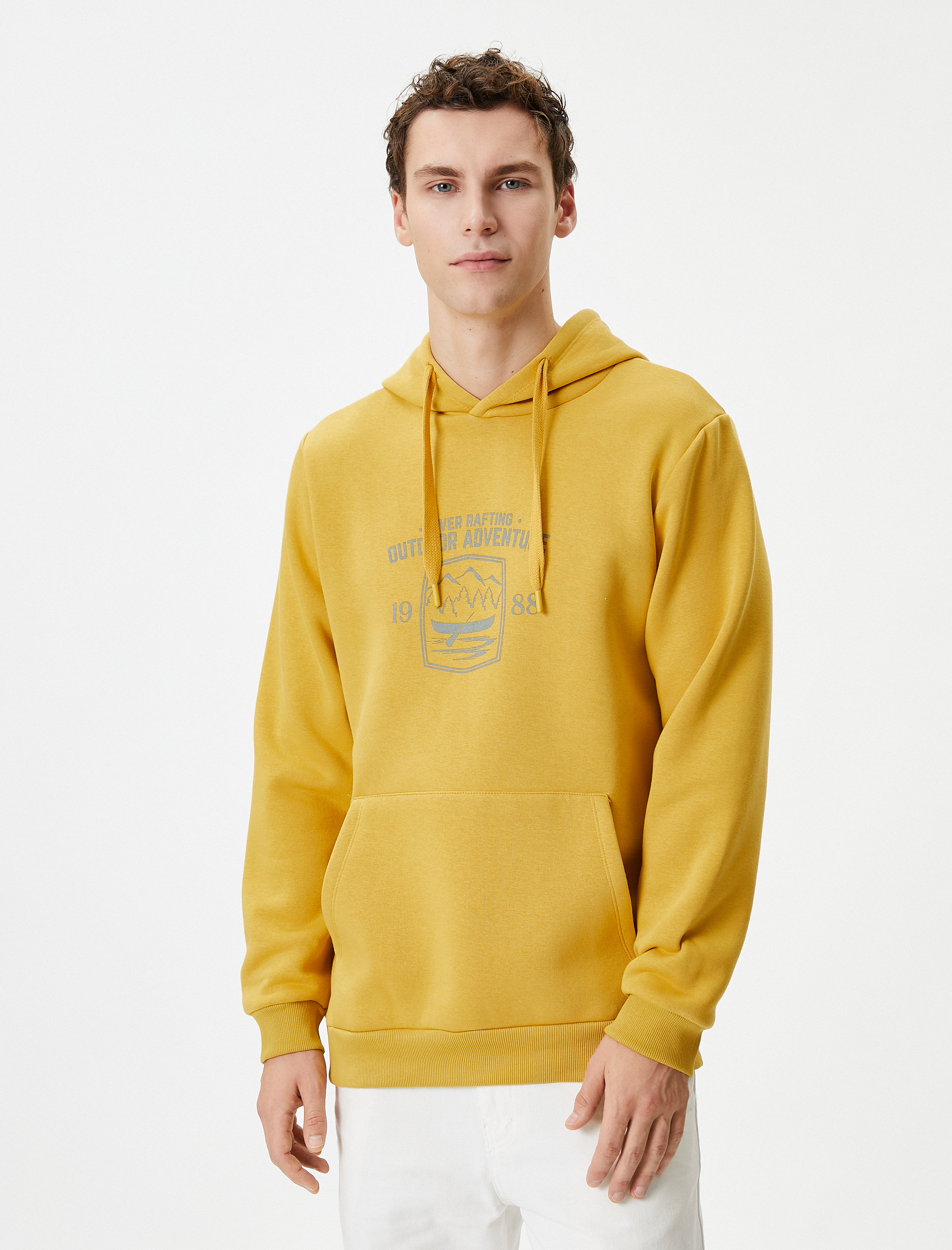 Kolej Sweatshirt Kapşonlu Slogan Baskılı Kanguru Cep Detaylı