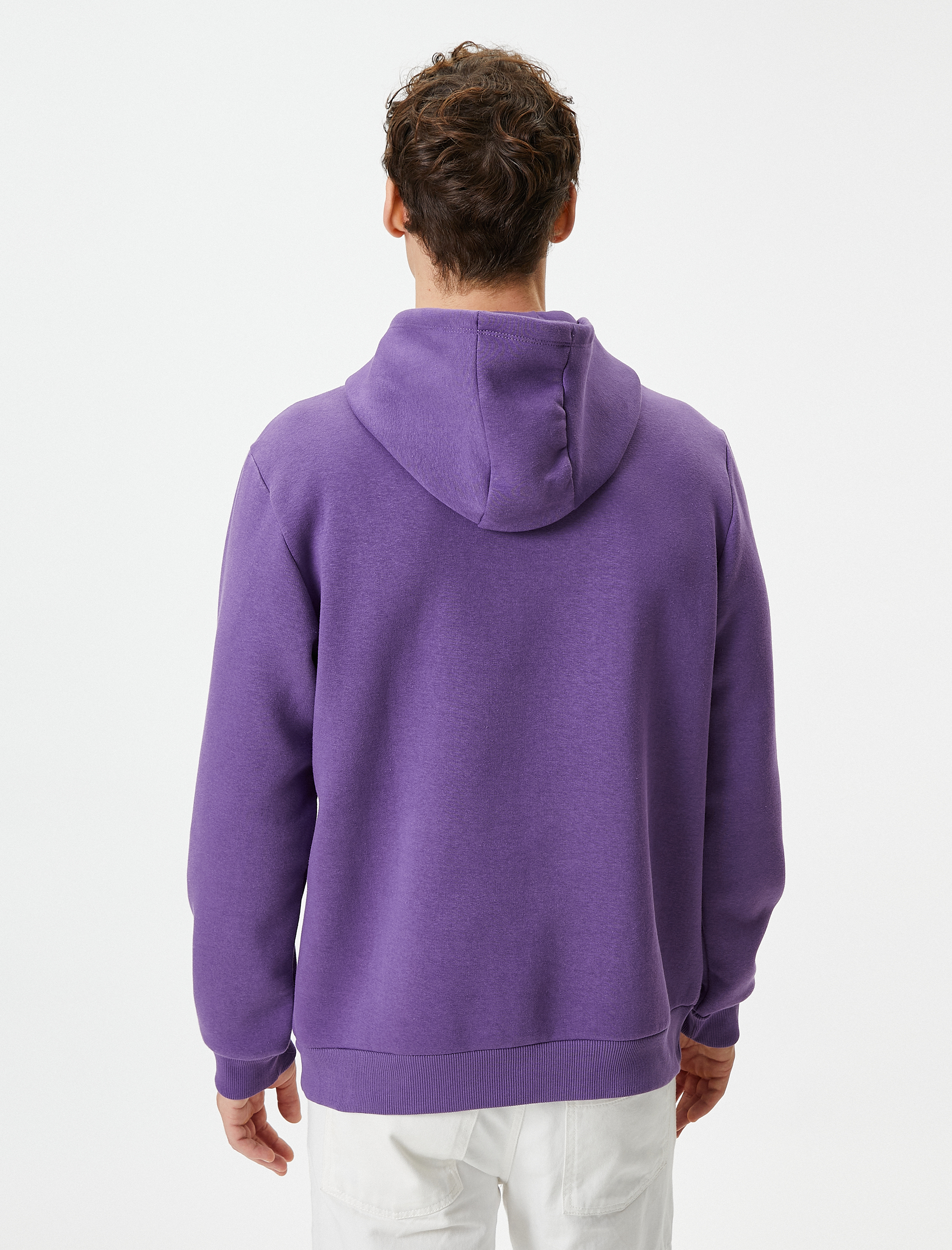 Kolej Sweatshirt Kapşonlu Slogan Baskılı Kanguru Cep Detaylı Şardonlu