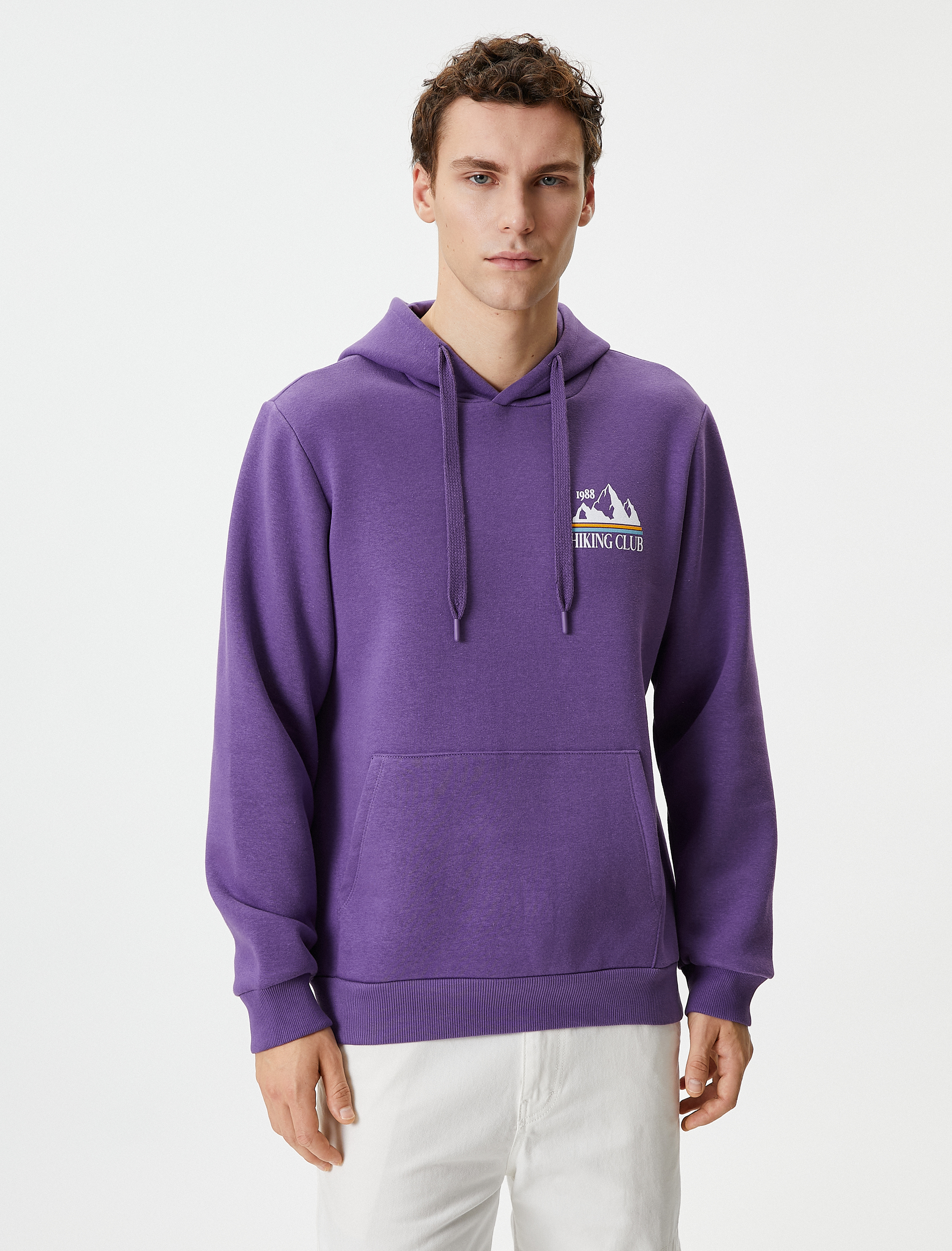 Kolej Sweatshirt Kapşonlu Slogan Baskılı Kanguru Cep Detaylı Şardonlu