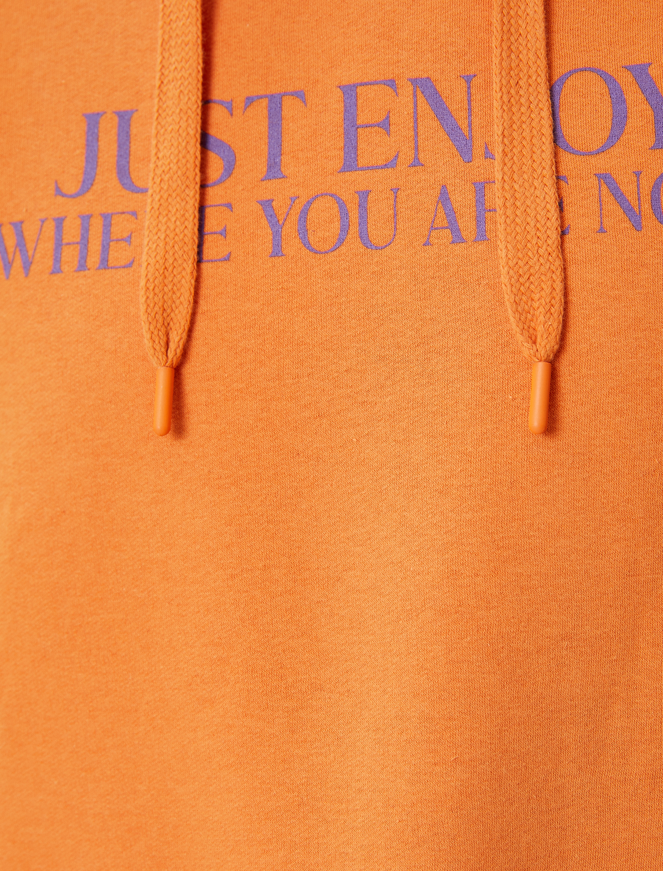   Slogan Baskılı Hoodie Kanguru Cep Detaylı Uzun Kollu Şardonlu