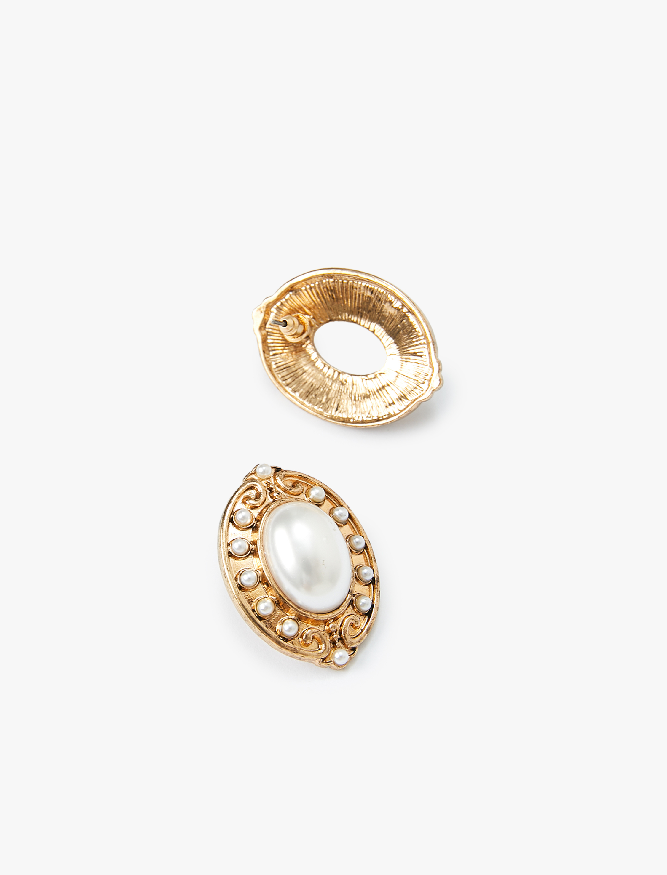  Kadın Oval Vintage Küpe İnci Detaylı - Melis Ağazat X Koton