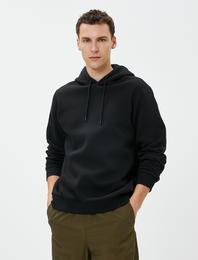 Basic Kapşonlu Sweat Uzun Kollu Şardonlu