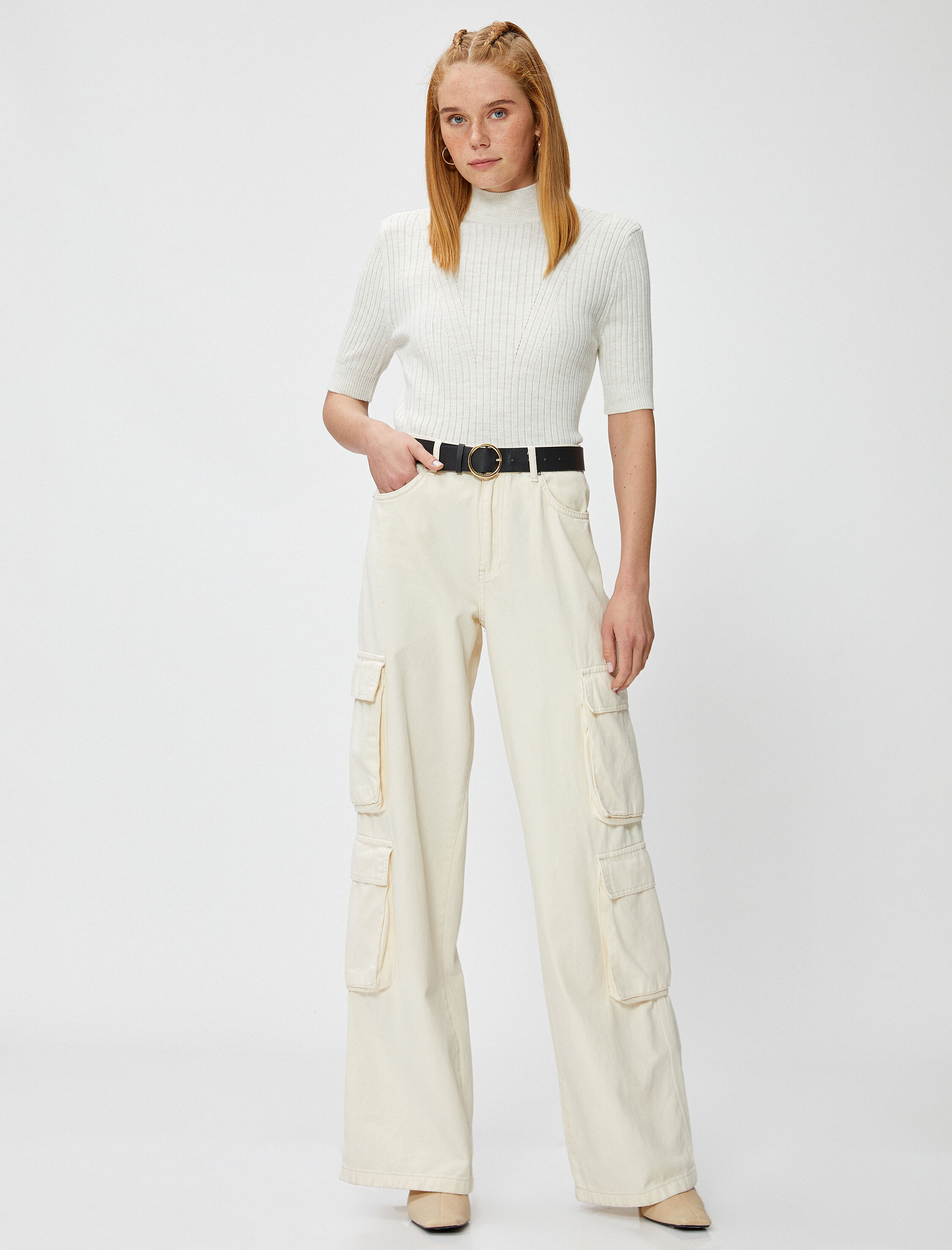   Yarım Balıkçı Yaka Kazak Kısa Kollu Triko