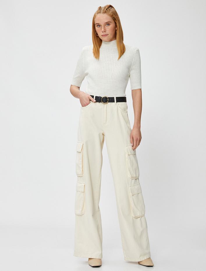  Yarım Balıkçı Yaka Kazak Kısa Kollu Triko