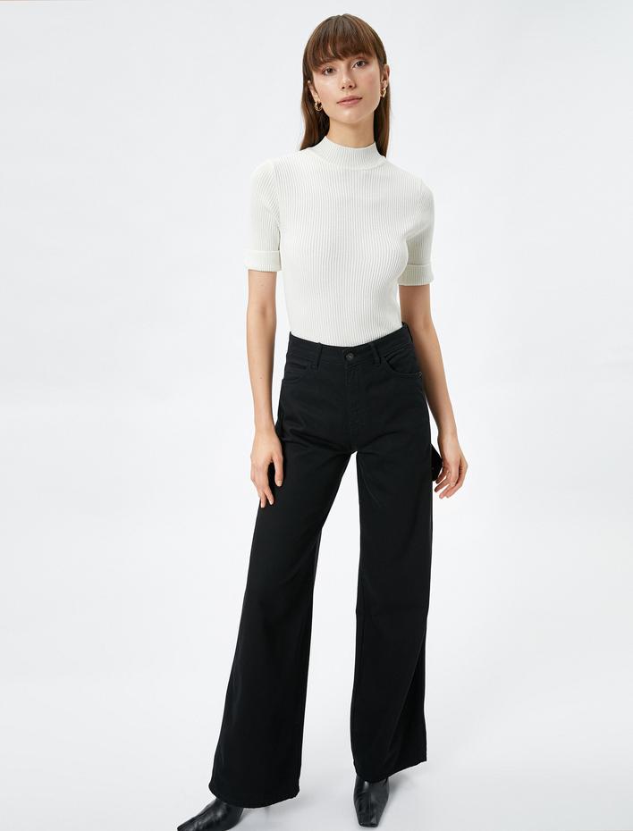  Triko Kazak Kısa Kollu Yarım Balıkçı Yaka Fitilli