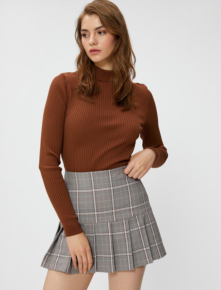  Yarım Balıkçı Yaka Kazak Triko Ribanalı