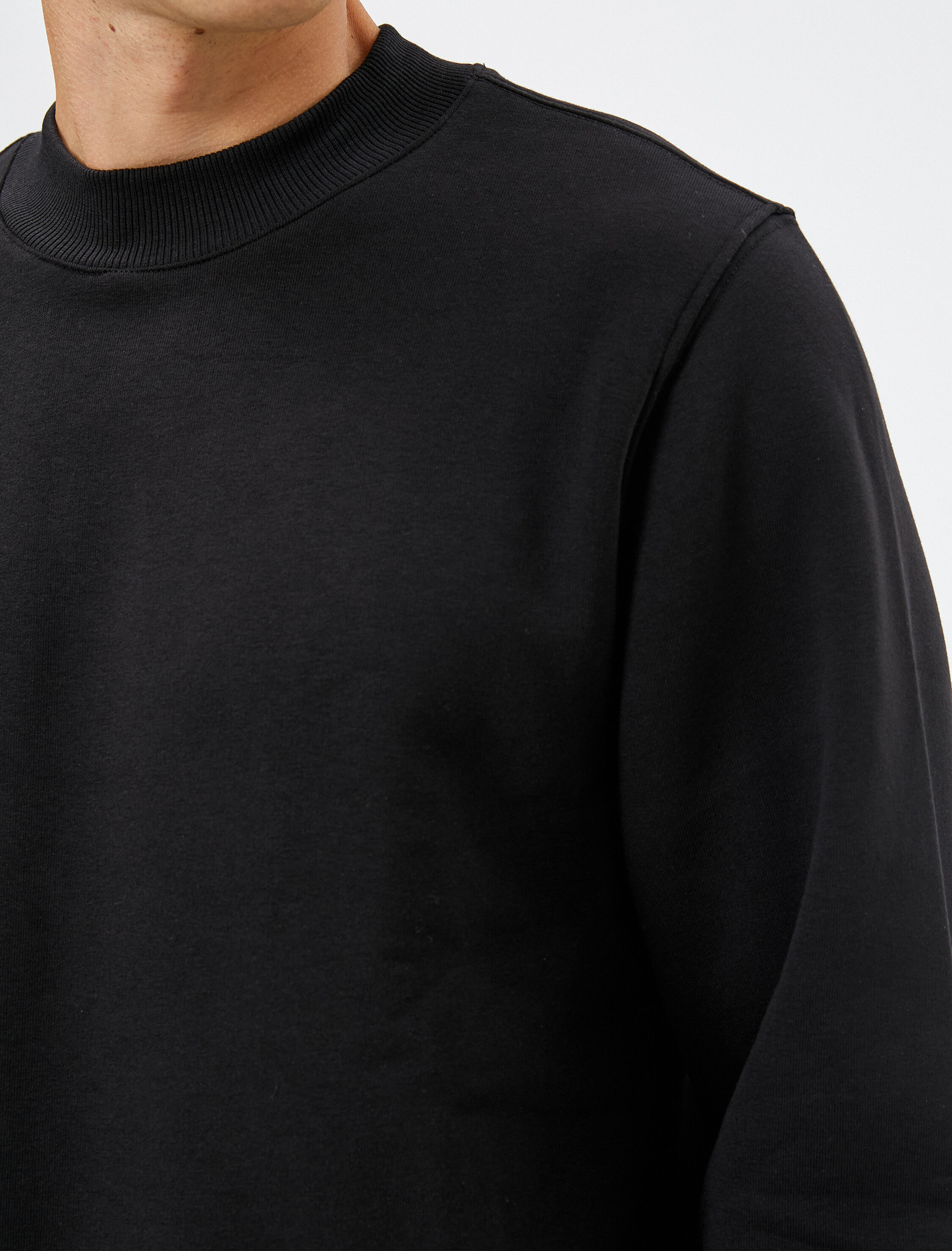   Basic Sweatshirt Bisiklet Yaka Uzun Kollu Şardonlu