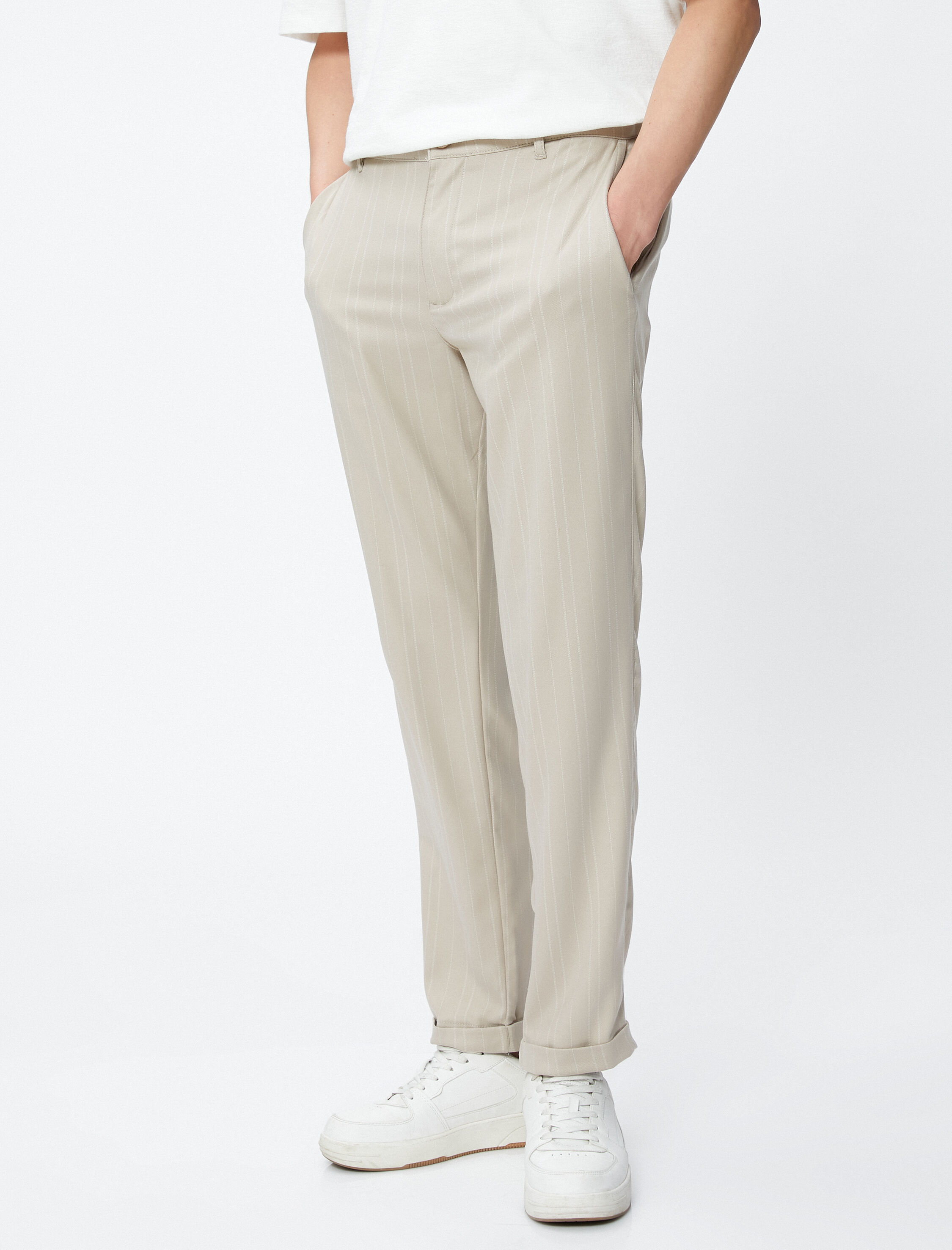   Kumaş Pantolon Slim Fit Düğmeli Cep Detaylı Viskon Karışımlı