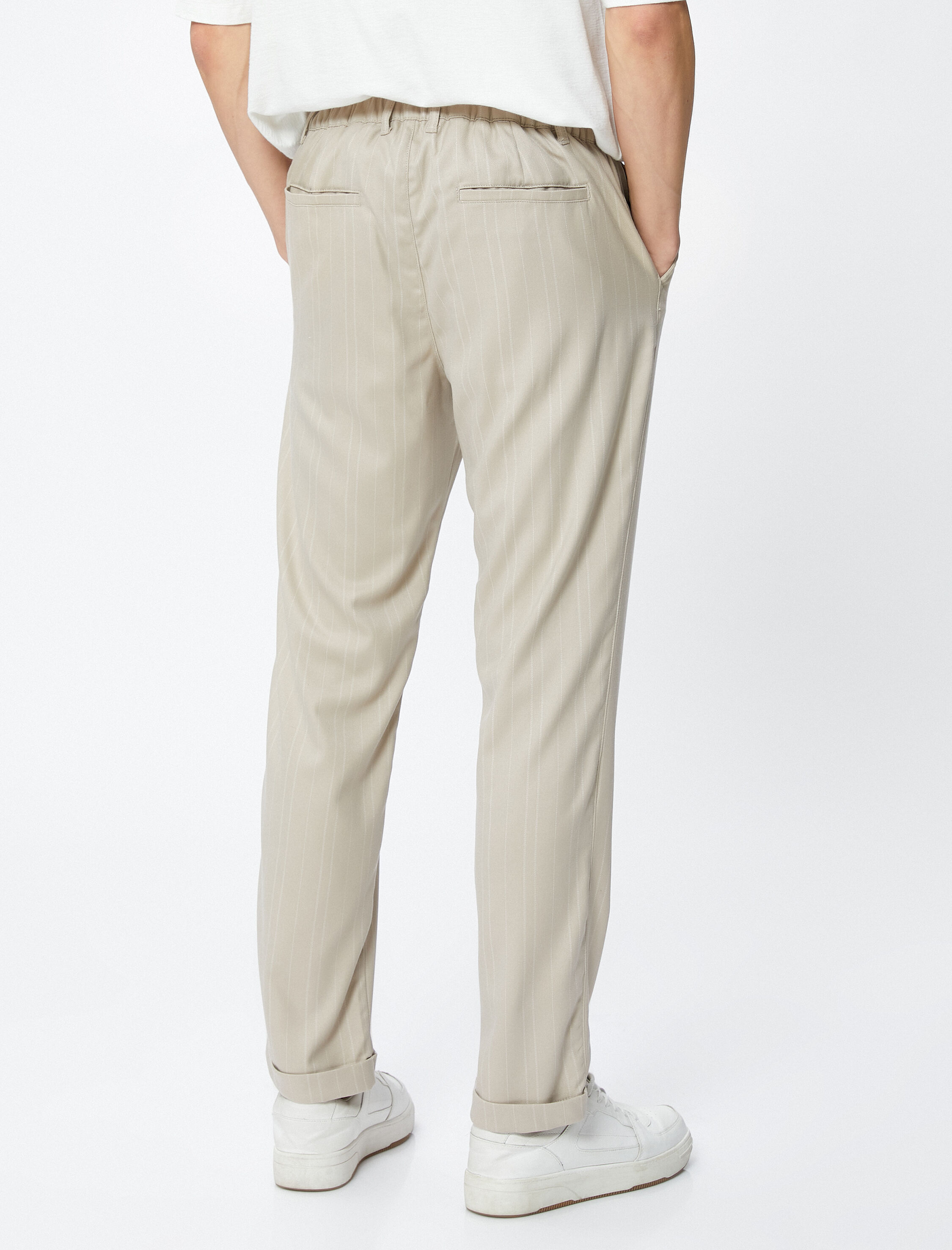   Kumaş Pantolon Slim Fit Düğmeli Cep Detaylı Viskon Karışımlı