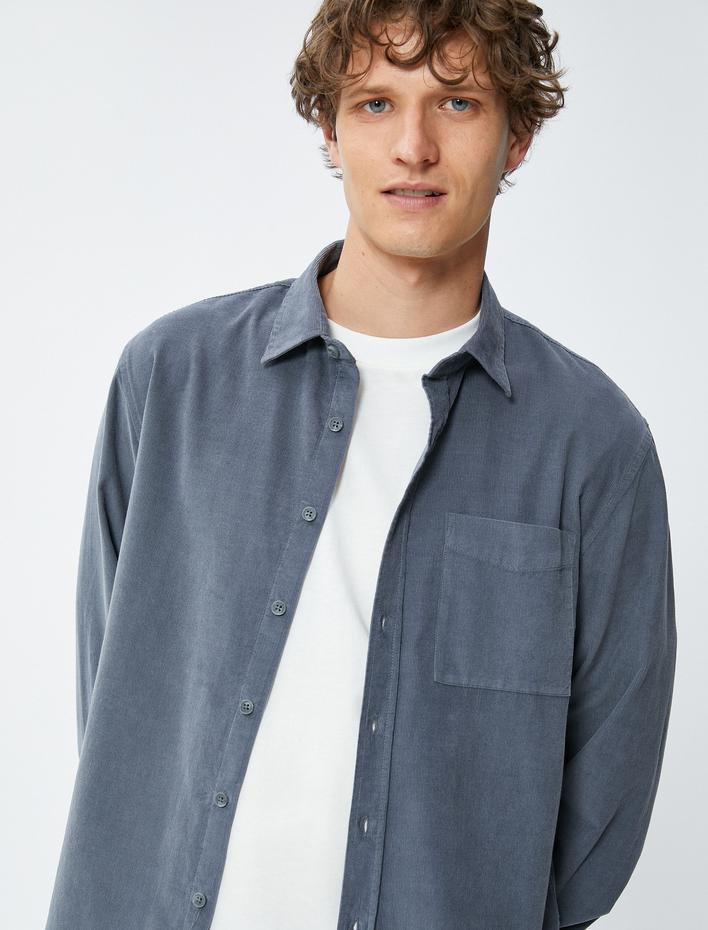  Fitilli Gömlek Düğmeli Klasik Yaka Cep Detaylı