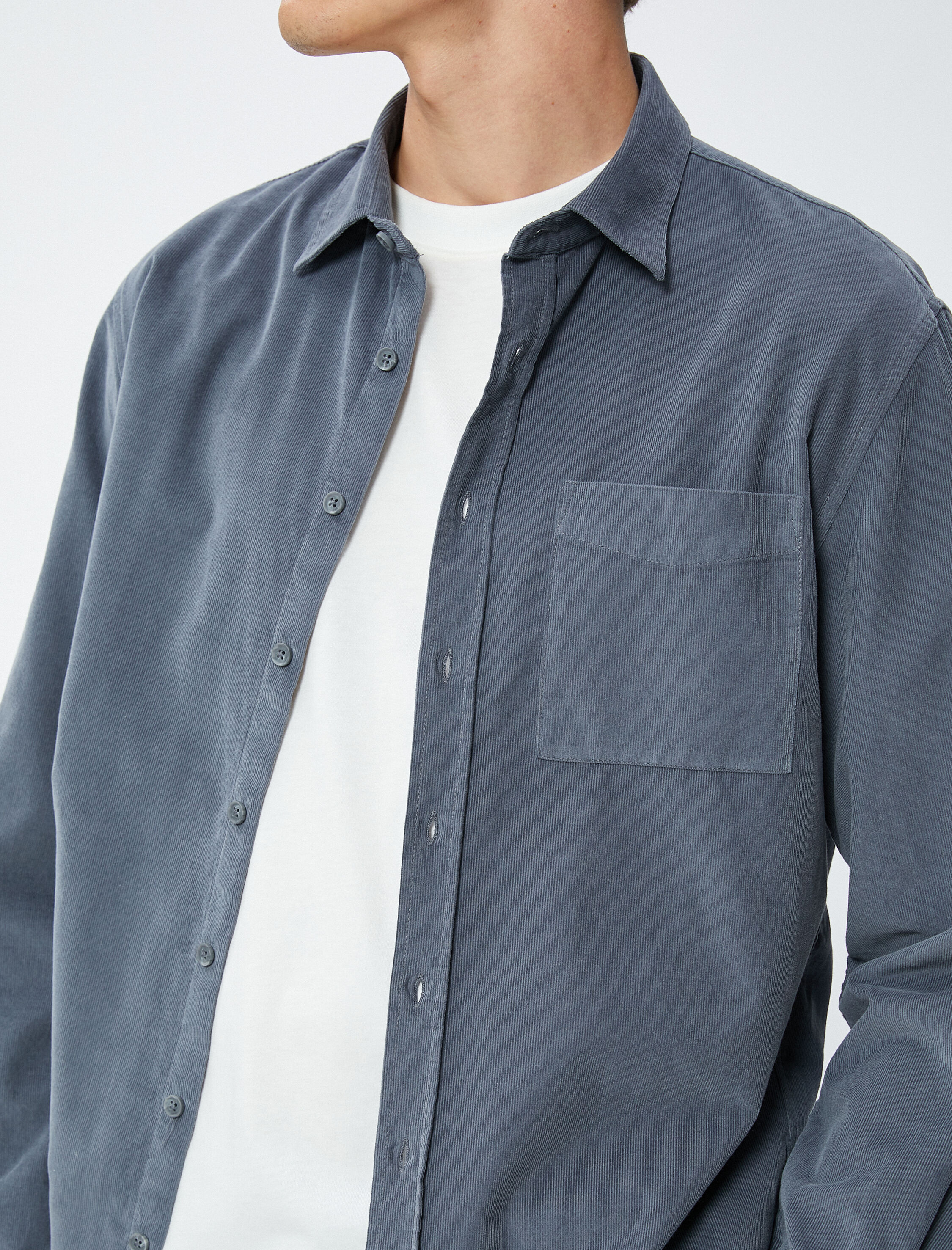   Fitilli Gömlek Düğmeli Klasik Yaka Cep Detaylı