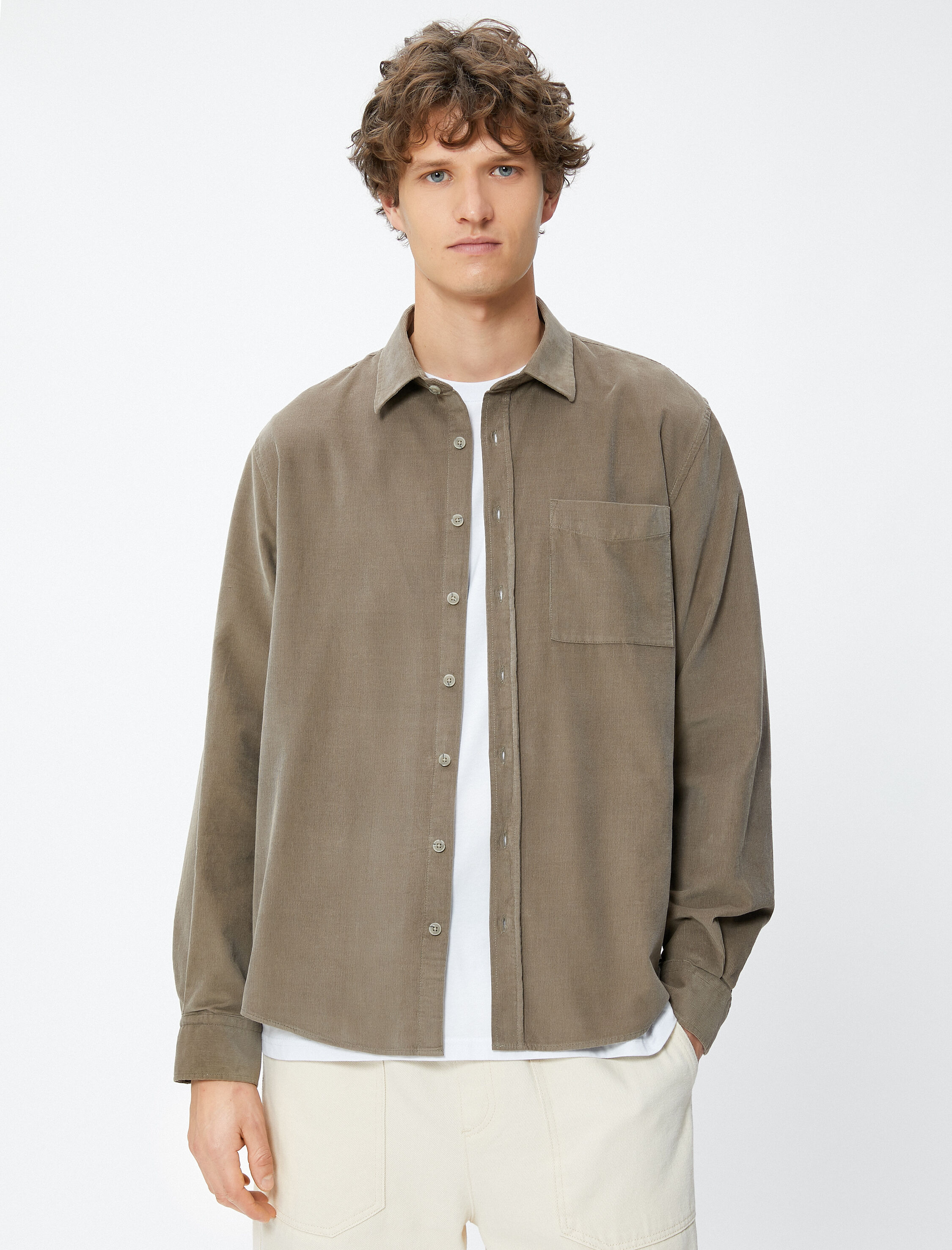   Fitilli Gömlek Düğmeli Klasik Yaka Cep Detaylı