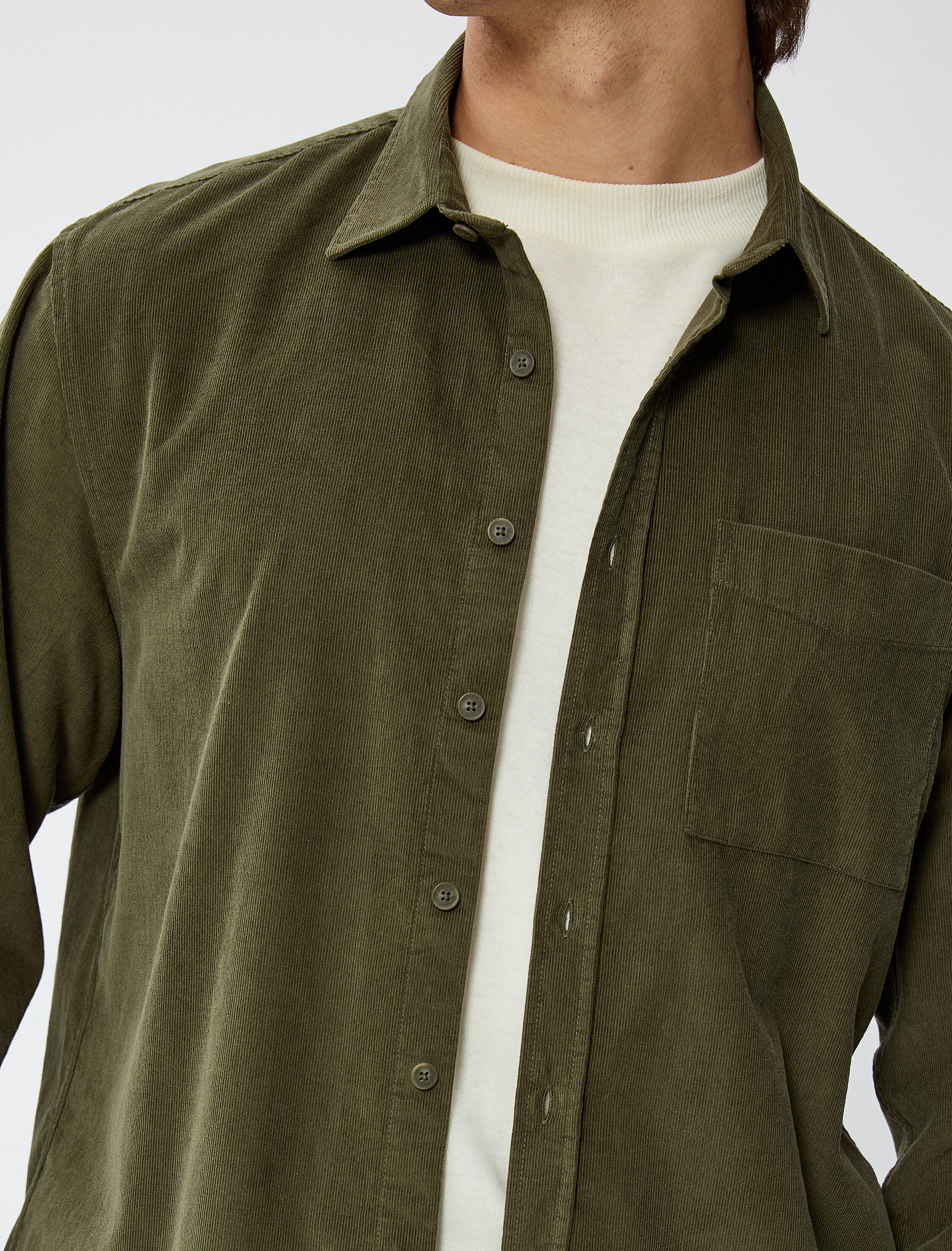   Fitilli Gömlek Düğmeli Klasik Yaka Cep Detaylı