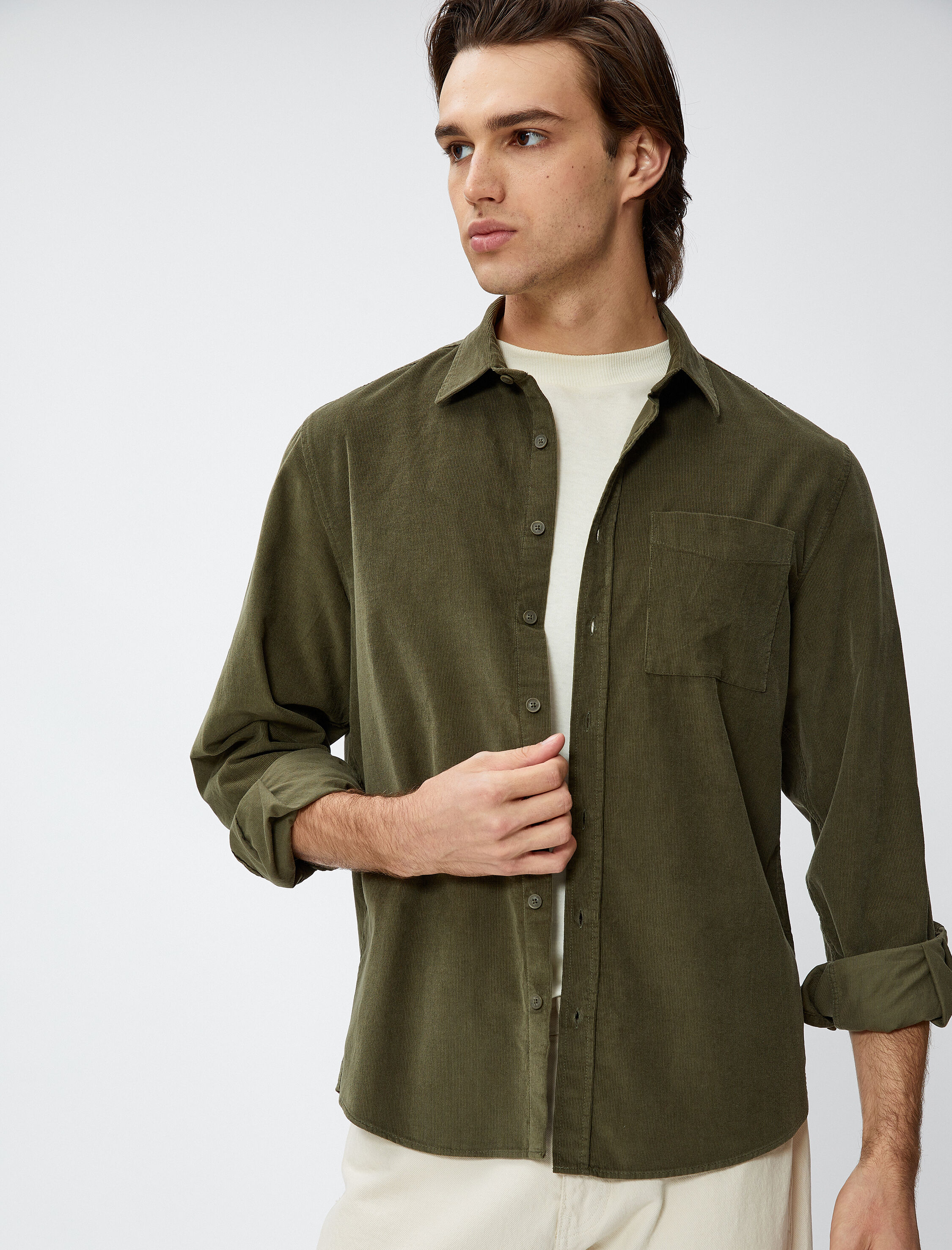   Fitilli Gömlek Düğmeli Klasik Yaka Cep Detaylı