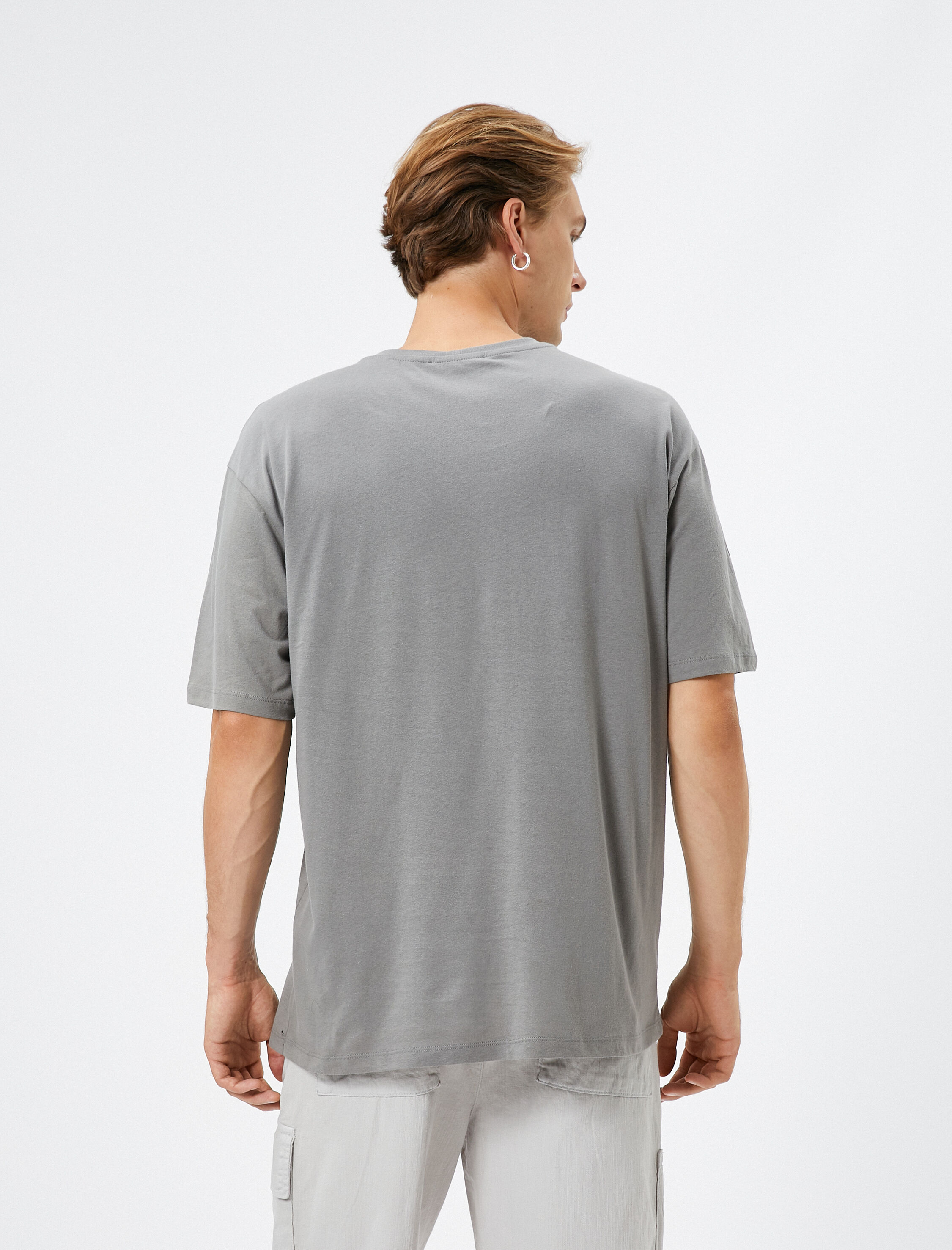   Oversize Tişört Kuru Kafa Baskılı Bisiklet Yaka Pamuklu