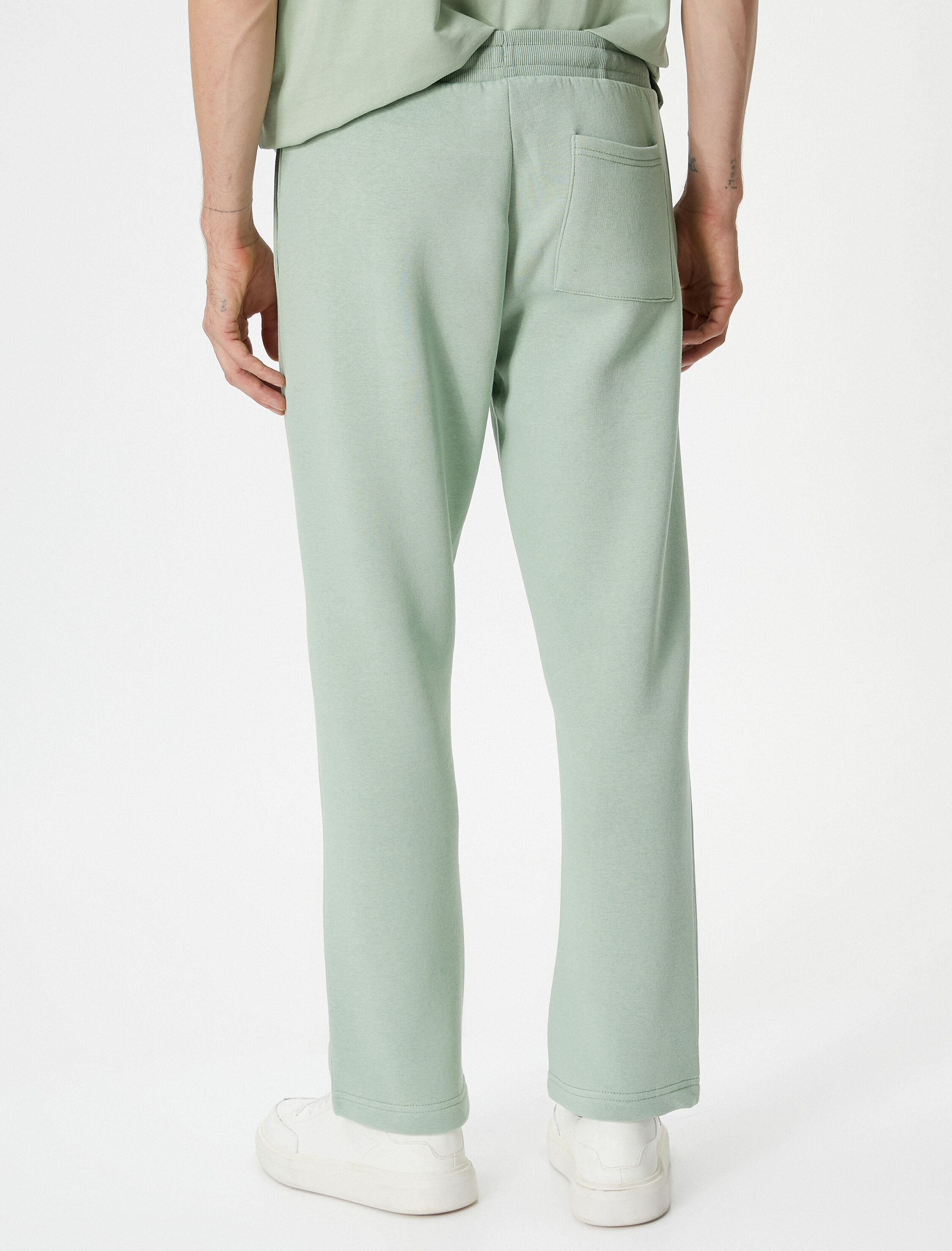   Bol Paça Eşofman Altı Cep Detaylı Beli Bağcıklı Şardonlu