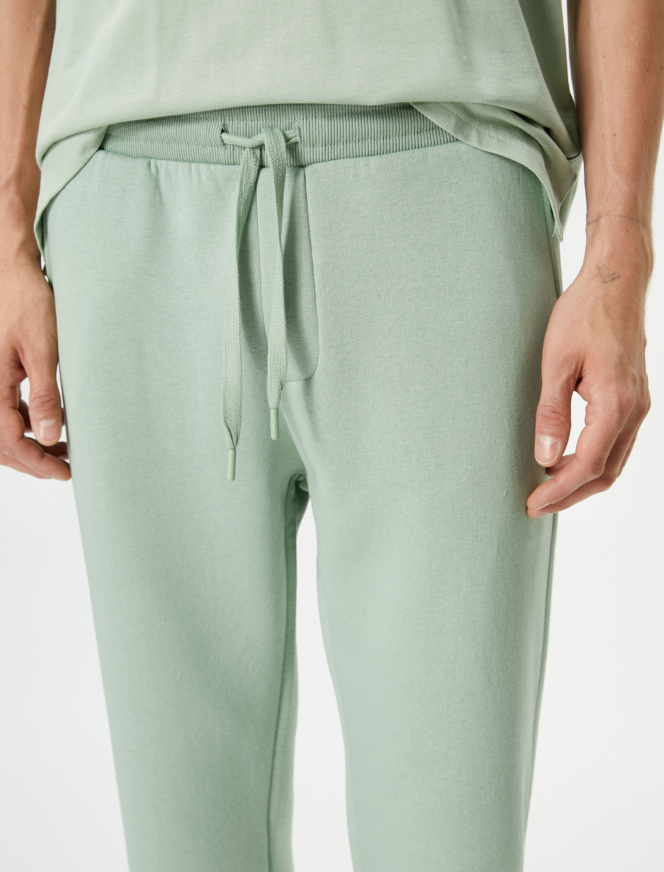   Bol Paça Eşofman Altı Cep Detaylı Beli Bağcıklı Şardonlu