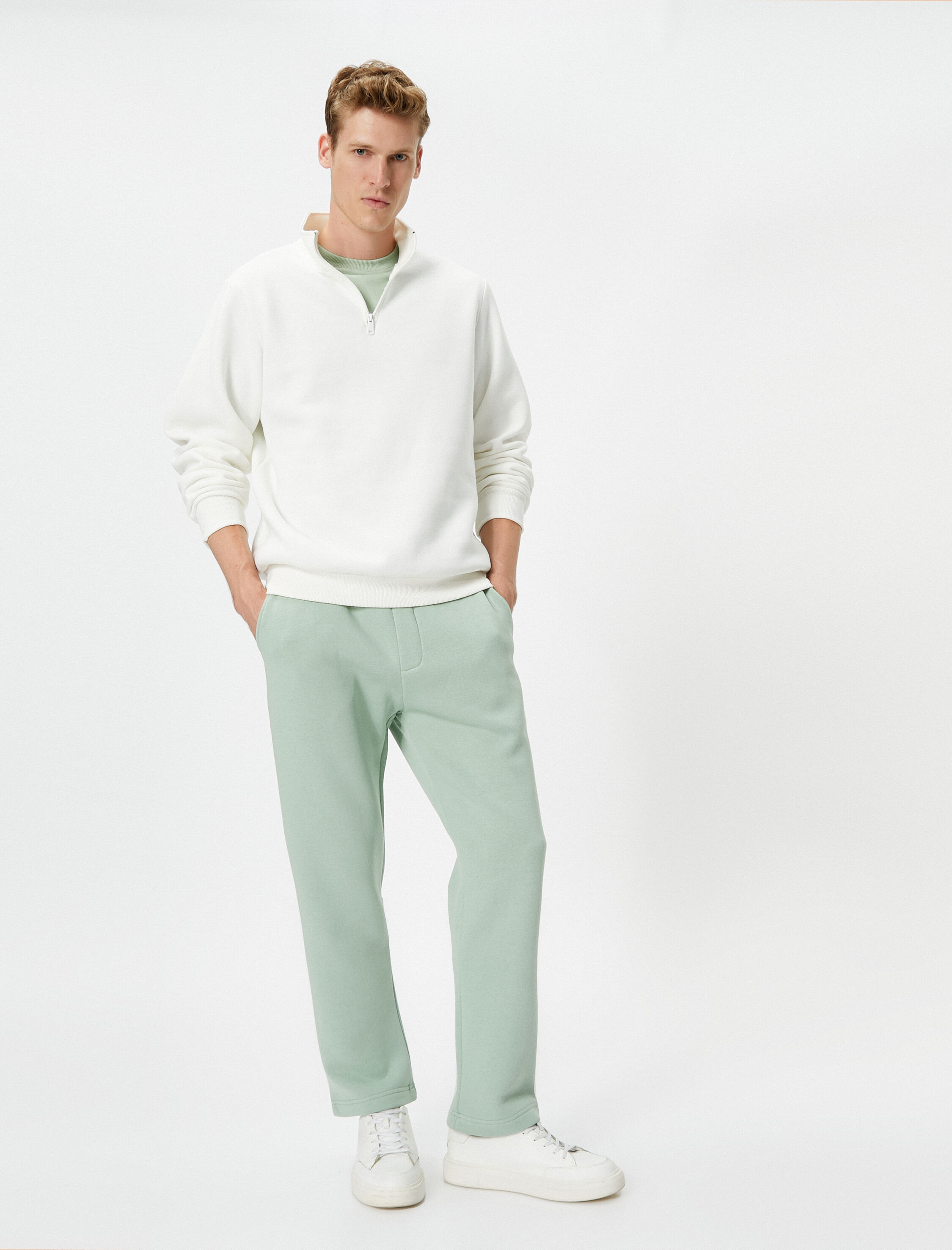   Bol Paça Eşofman Altı Cep Detaylı Beli Bağcıklı Şardonlu