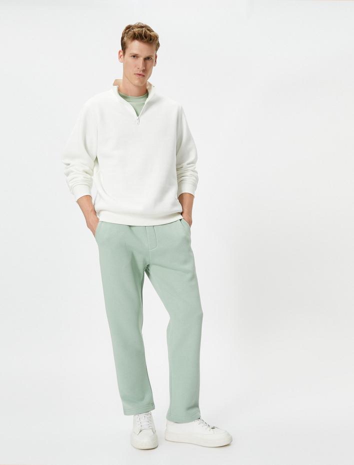  Bol Paça Eşofman Altı Cep Detaylı Beli Bağcıklı Şardonlu