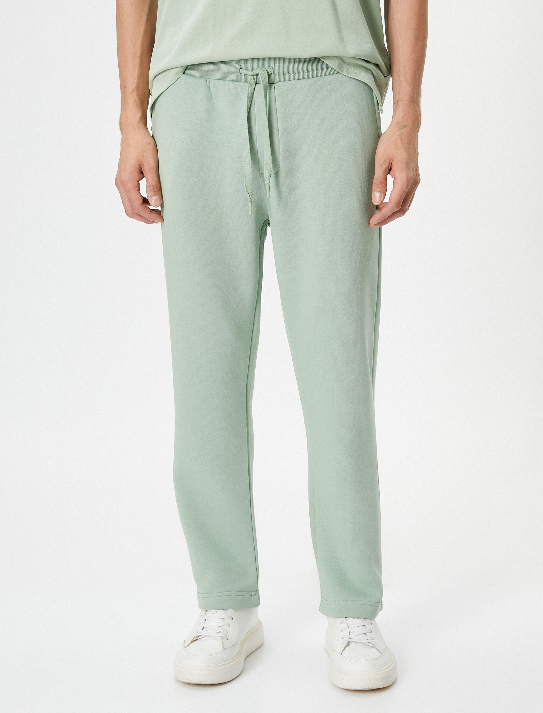   Bol Paça Eşofman Altı Cep Detaylı Beli Bağcıklı Şardonlu