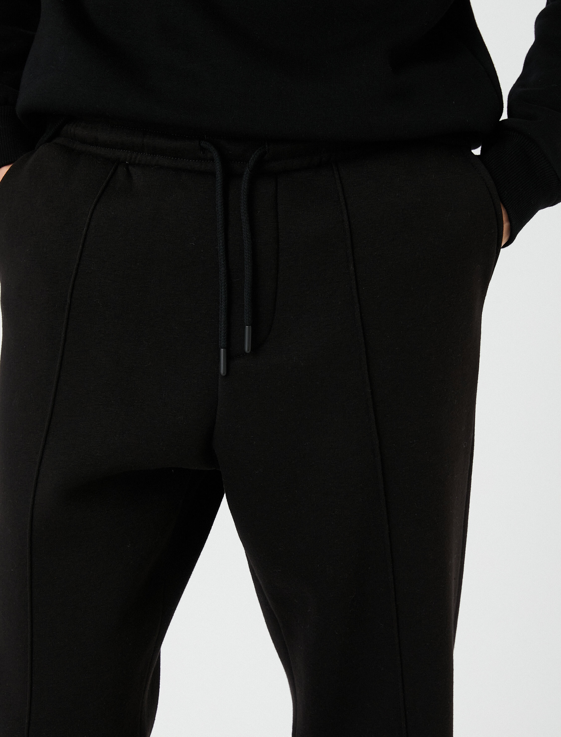   Beli Bağcıklı Eşofman Altı Nervür Dikişli Cep Detaylı Şardonlu