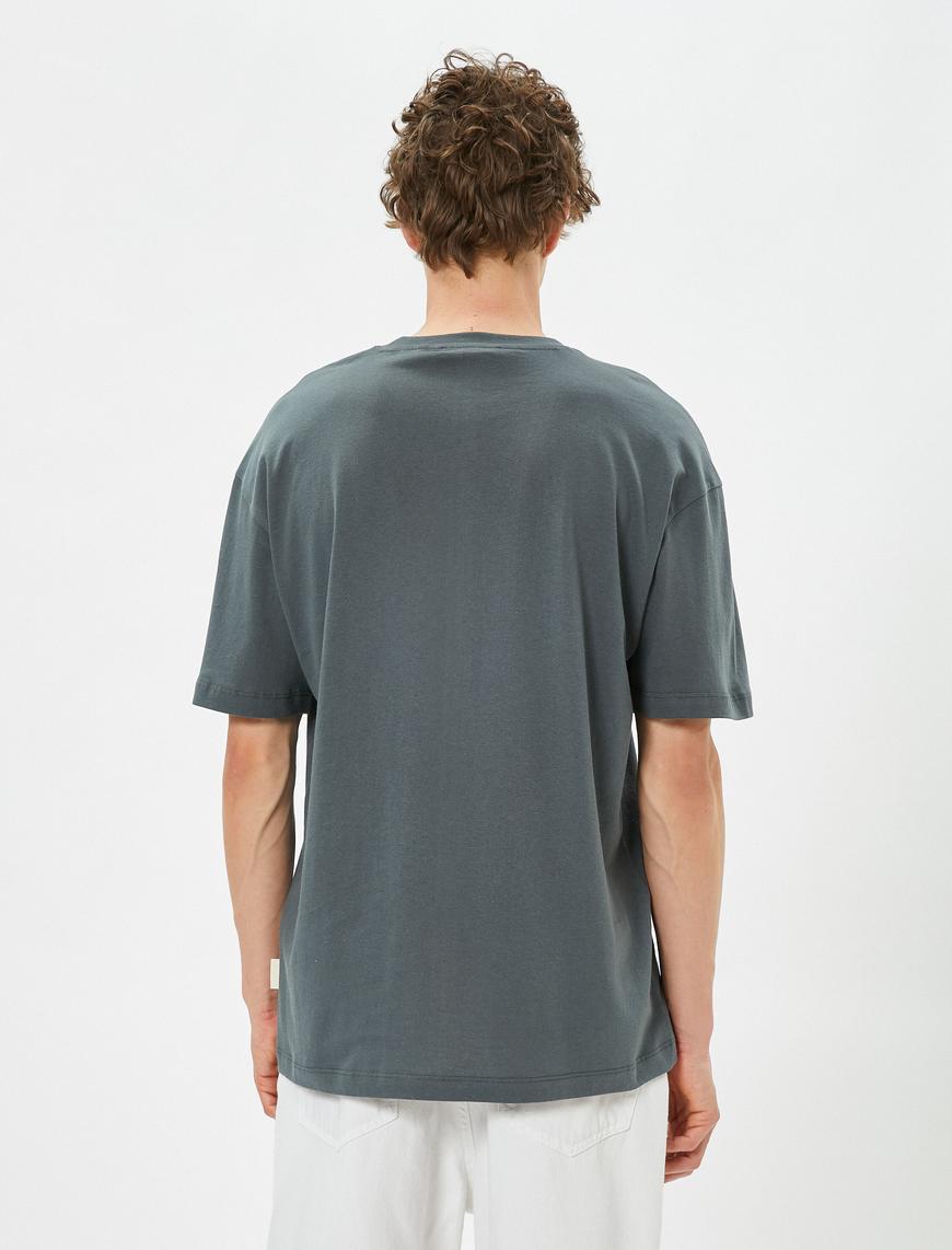   Basic Oversize Tişört Bisiklet Yaka Kısa Kollu Pamuklu