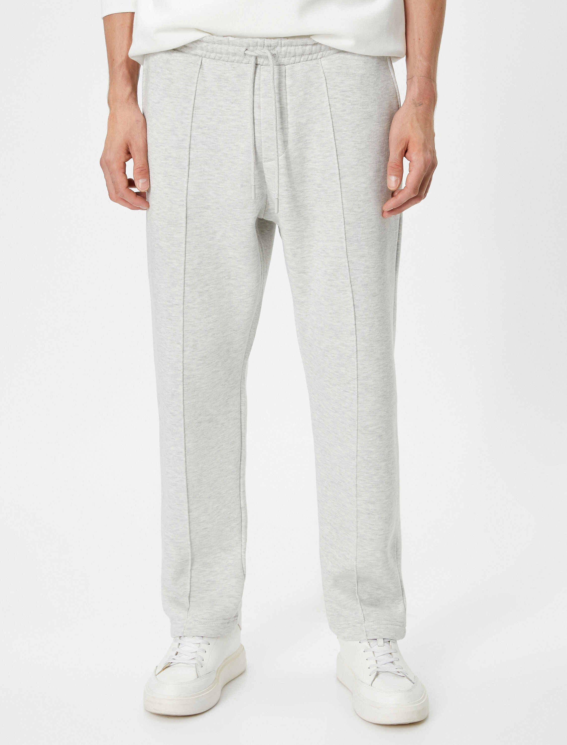   Beli Bağcıklı Eşofman Altı Nervür Dikişli Cep Detaylı Şardonlu