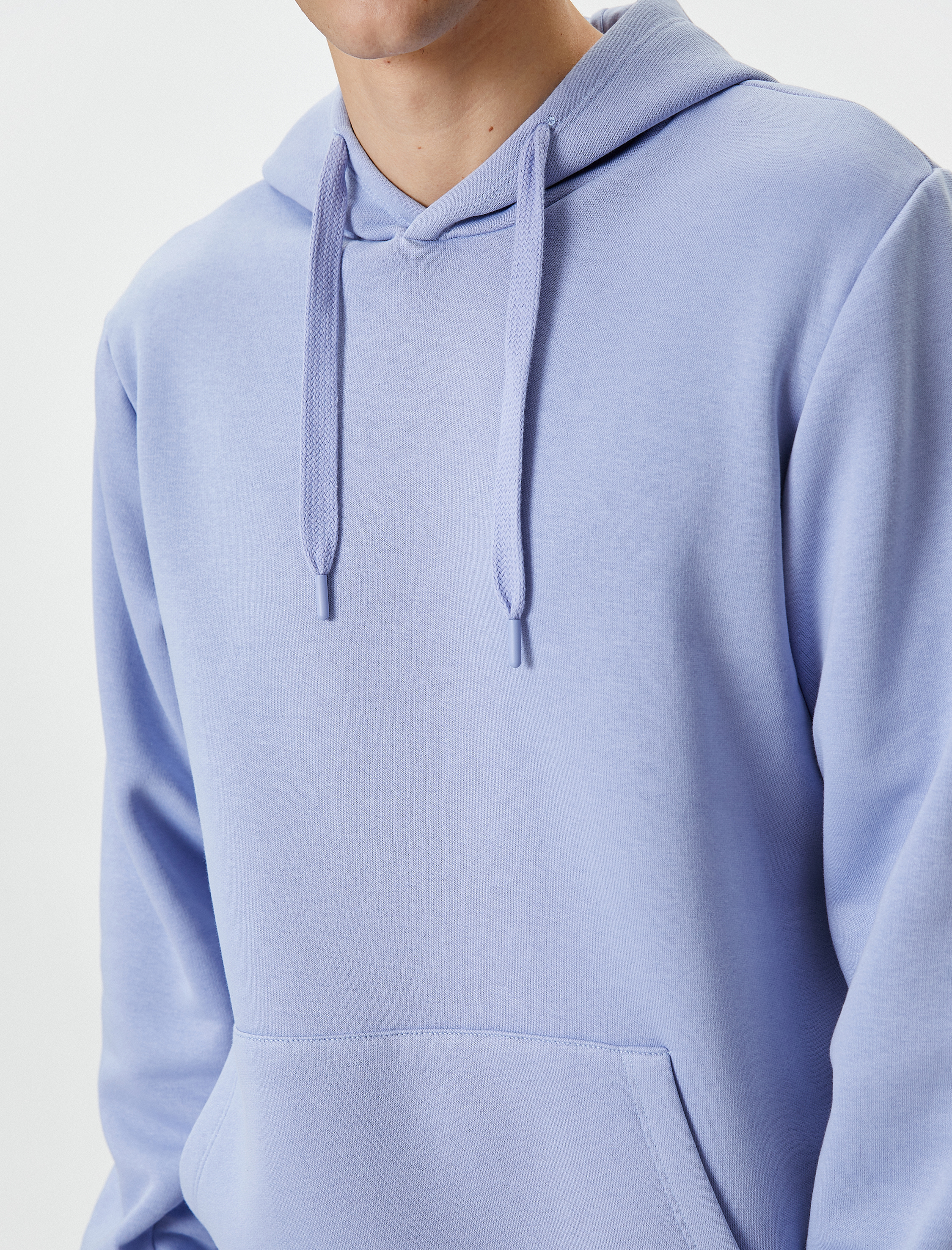   Kapşonlu Sweatshirt Kanguru Cep Detaylı Uzun Kollu Şardonlu