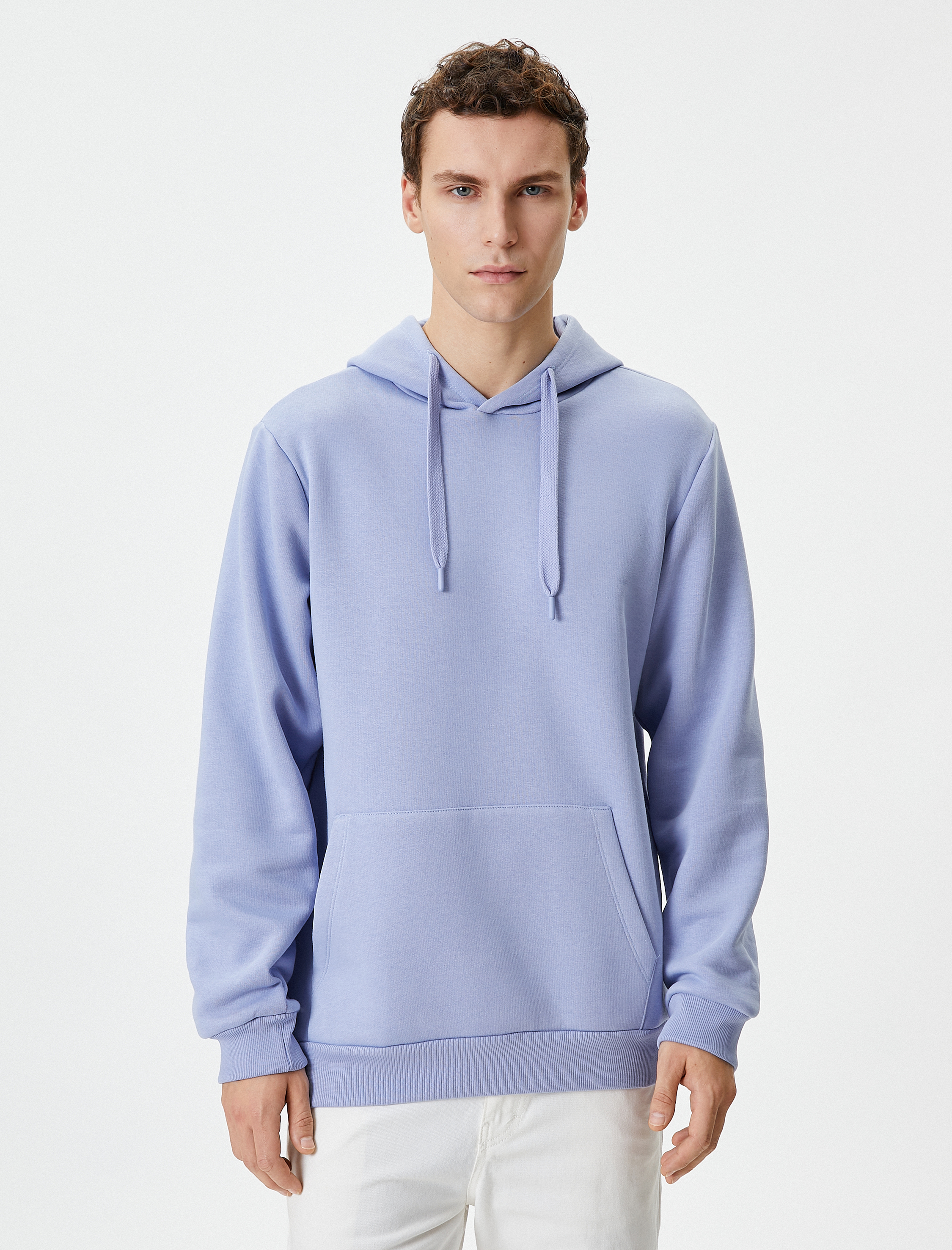   Kapşonlu Sweatshirt Kanguru Cep Detaylı Uzun Kollu Şardonlu