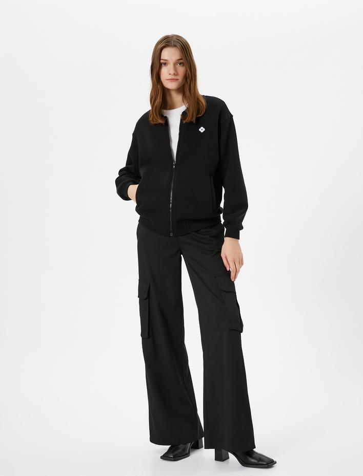  Bomber Ceket Fermuarlı Logolu Cep Detaylı