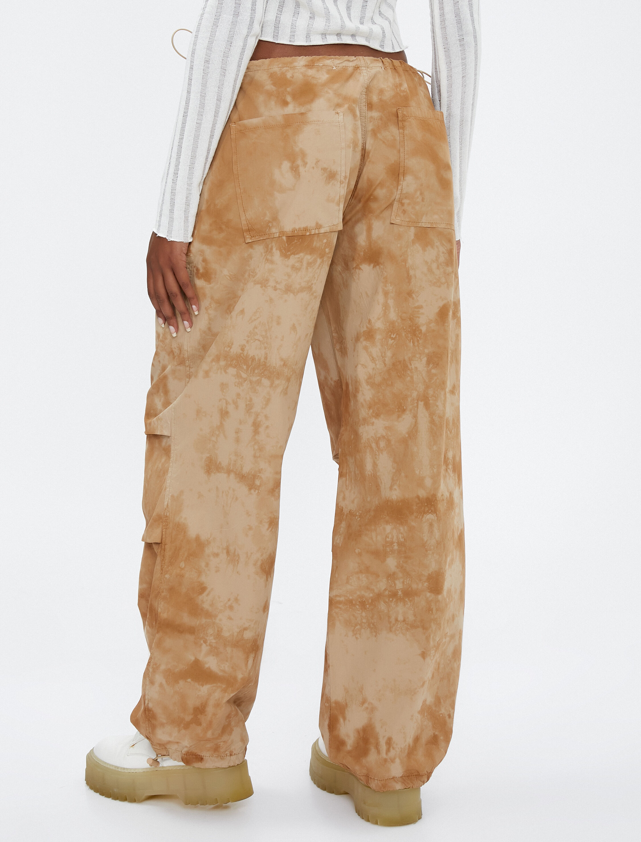   Paraşüt Pantolon Oversize Batik Desenli Pamuklu Cepli