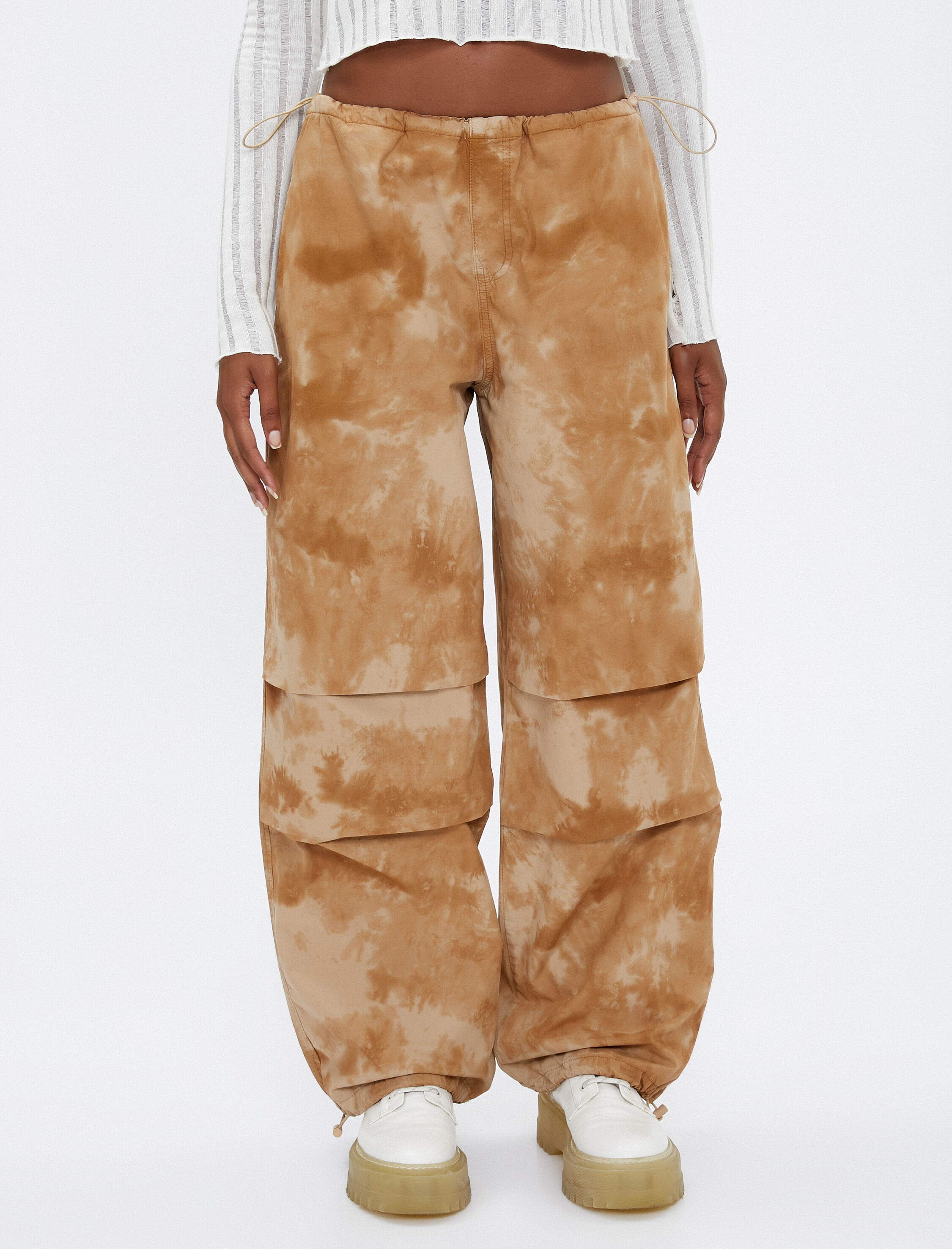   Paraşüt Pantolon Oversize Batik Desenli Pamuklu Cepli