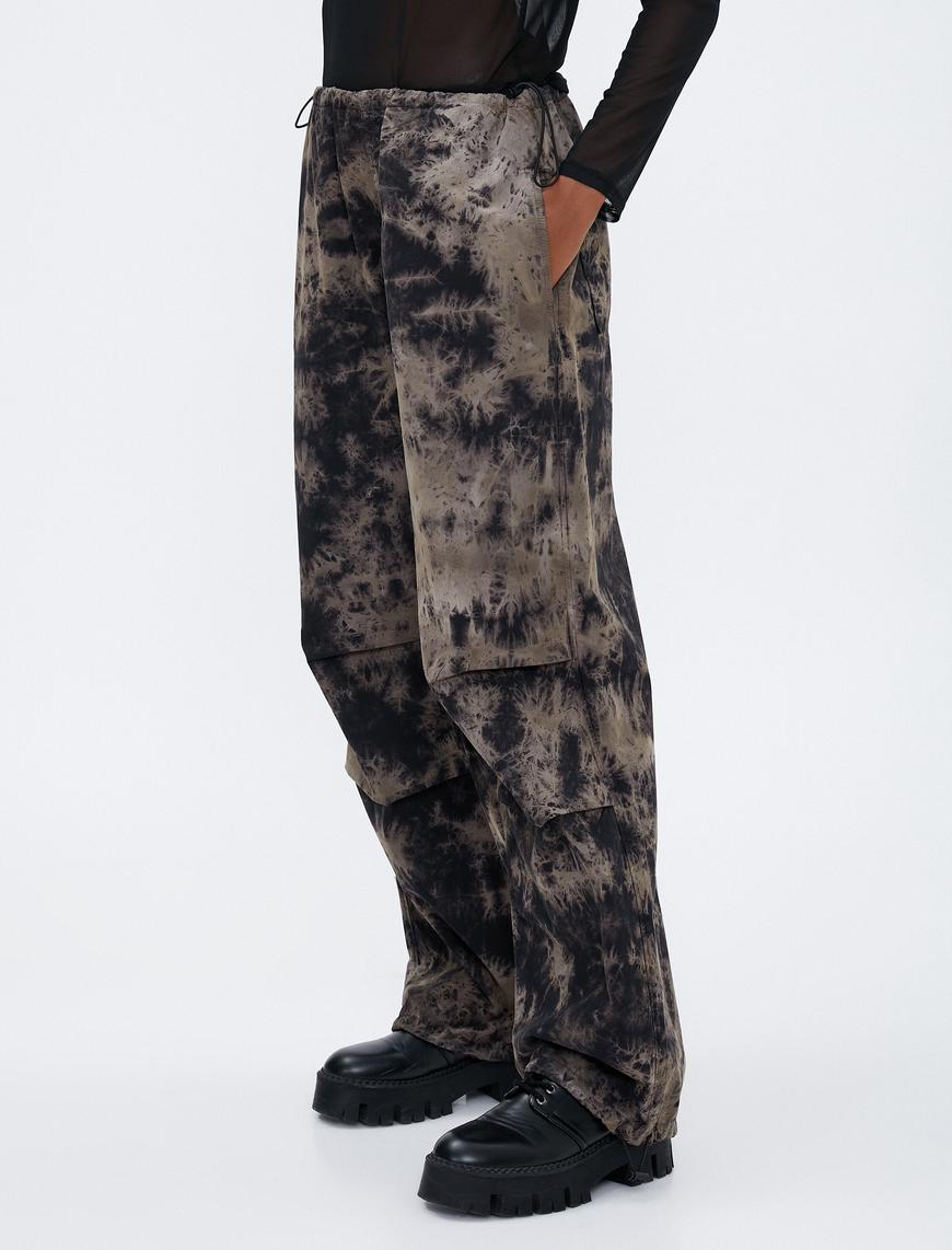   Paraşüt Pantolon Oversize Batik Desenli Pamuklu Cepli
