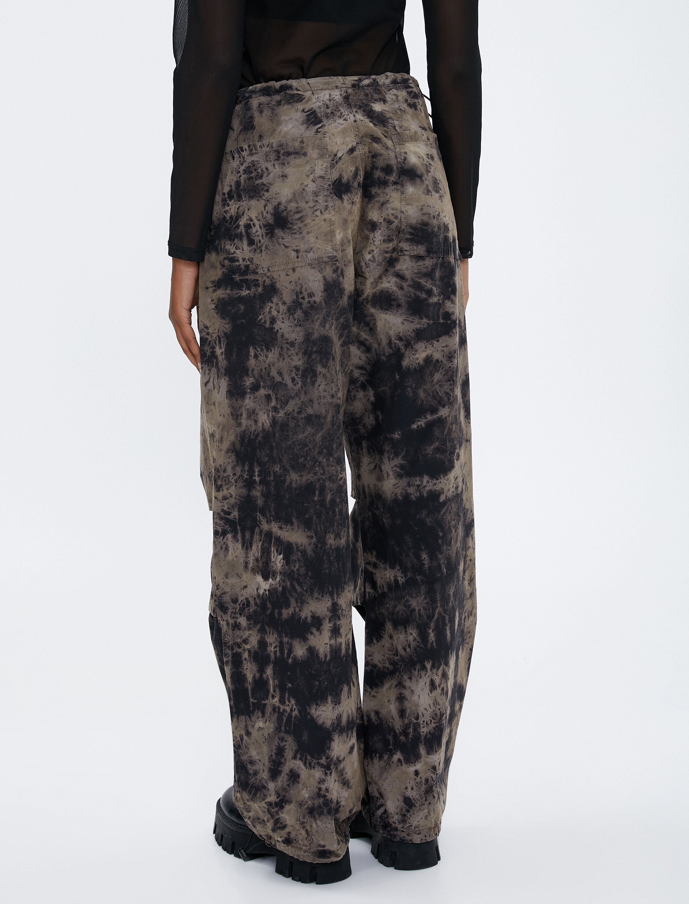   Paraşüt Pantolon Oversize Batik Desenli Pamuklu Cepli