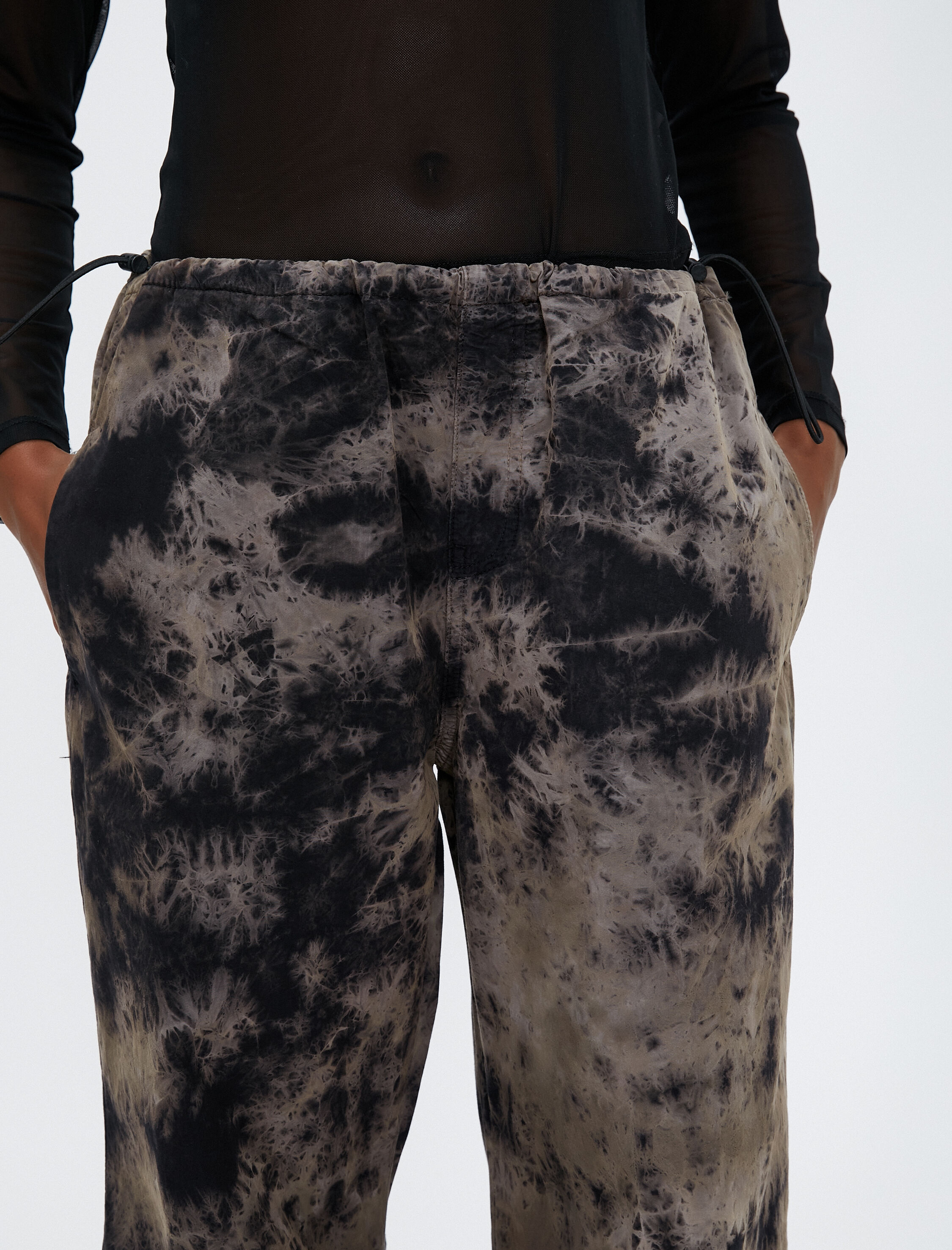   Paraşüt Pantolon Oversize Batik Desenli Pamuklu Cepli