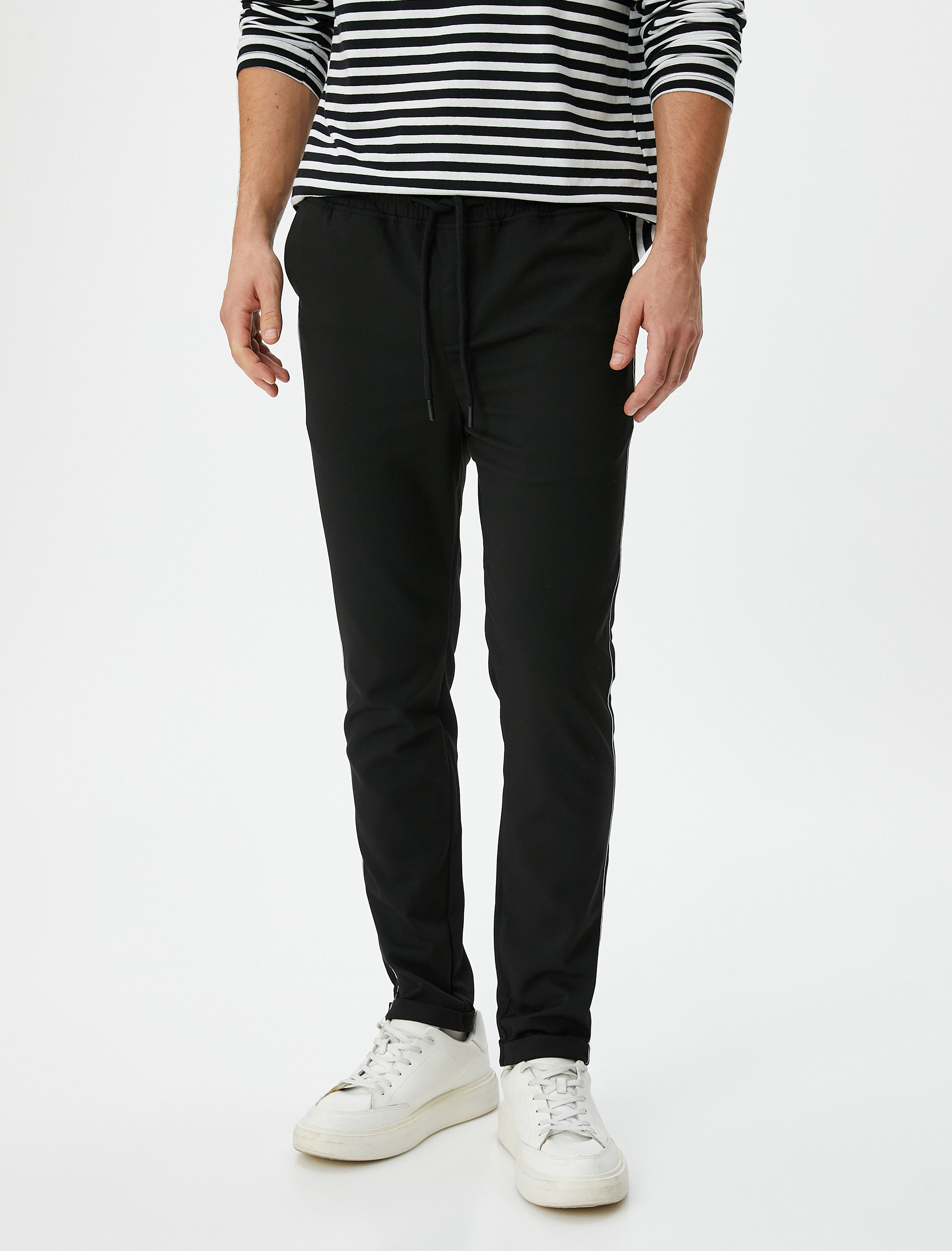   Beli Bağcıklı Pantolon Şerit Dikiş Detaylı Cepli