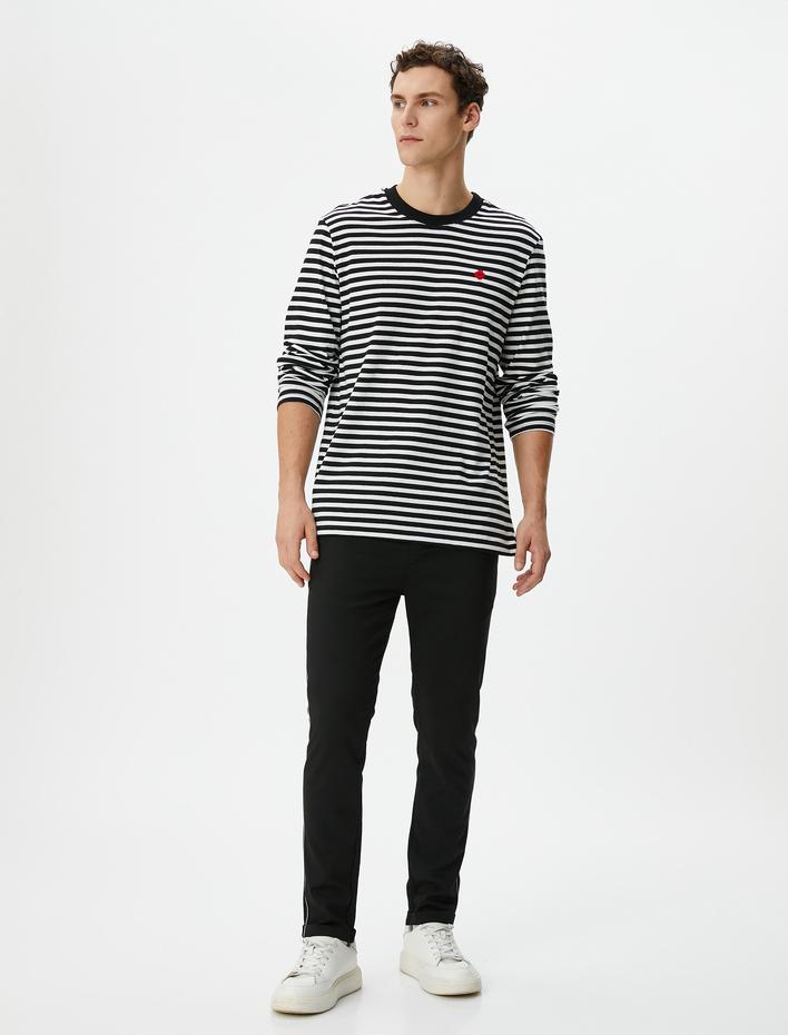  Beli Bağcıklı Pantolon Şerit Dikiş Detaylı Cepli