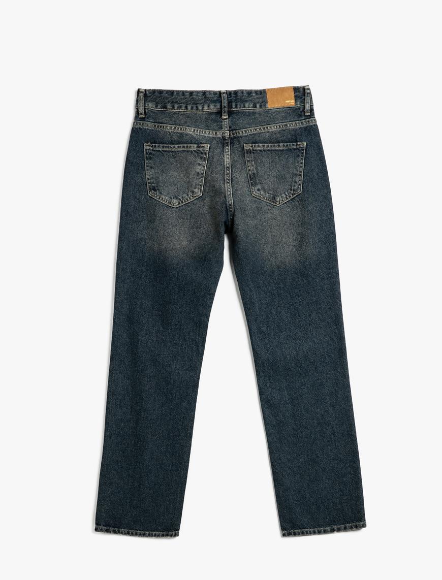   Yüksek Bel Straight Jean Kot Pantolon Düz Paça Normal Kesim - Eve Jean